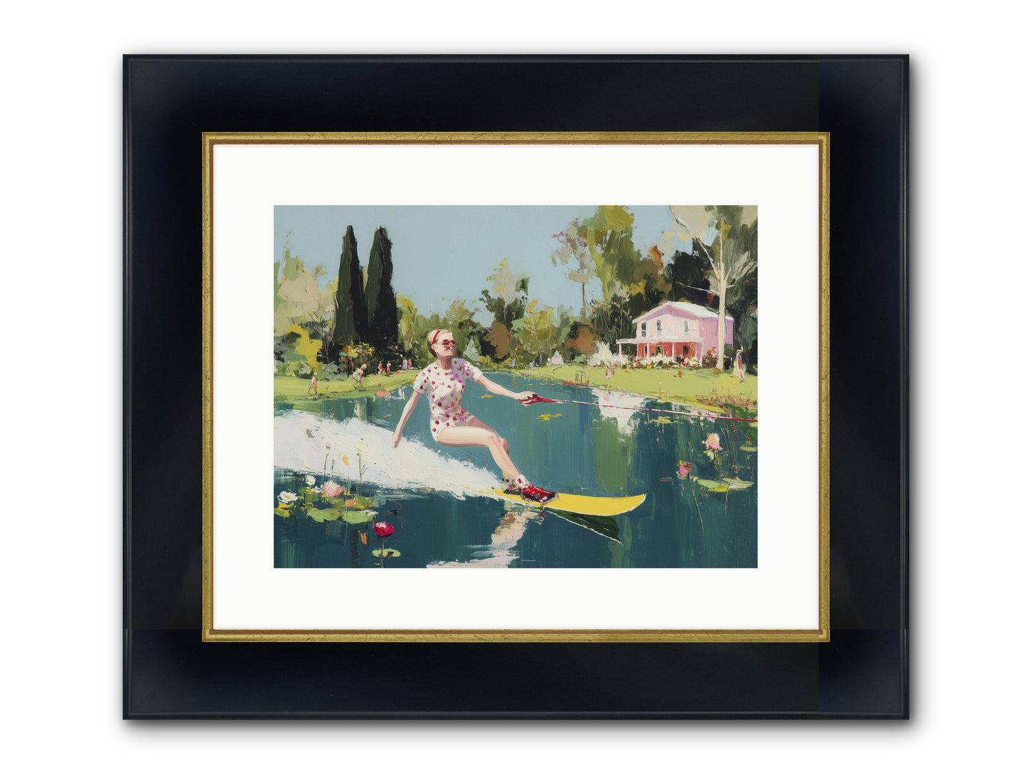 Water Rush Framed Print - Wide Black w/Gold 16x12