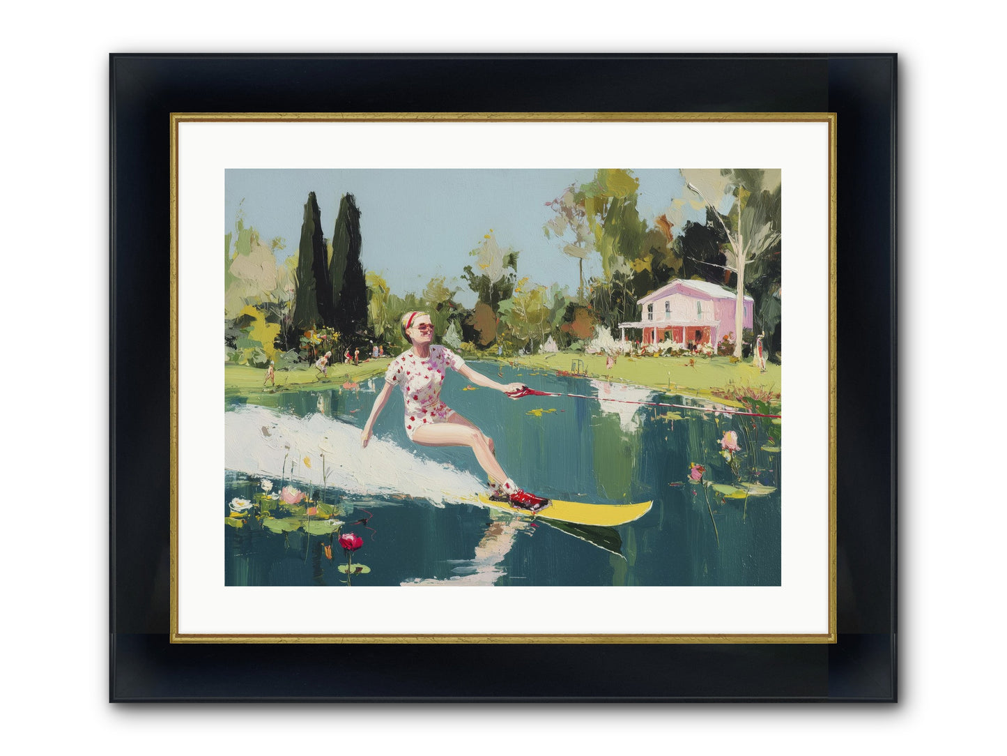 Water Rush Framed Print - Wide Black w/Gold 24x18