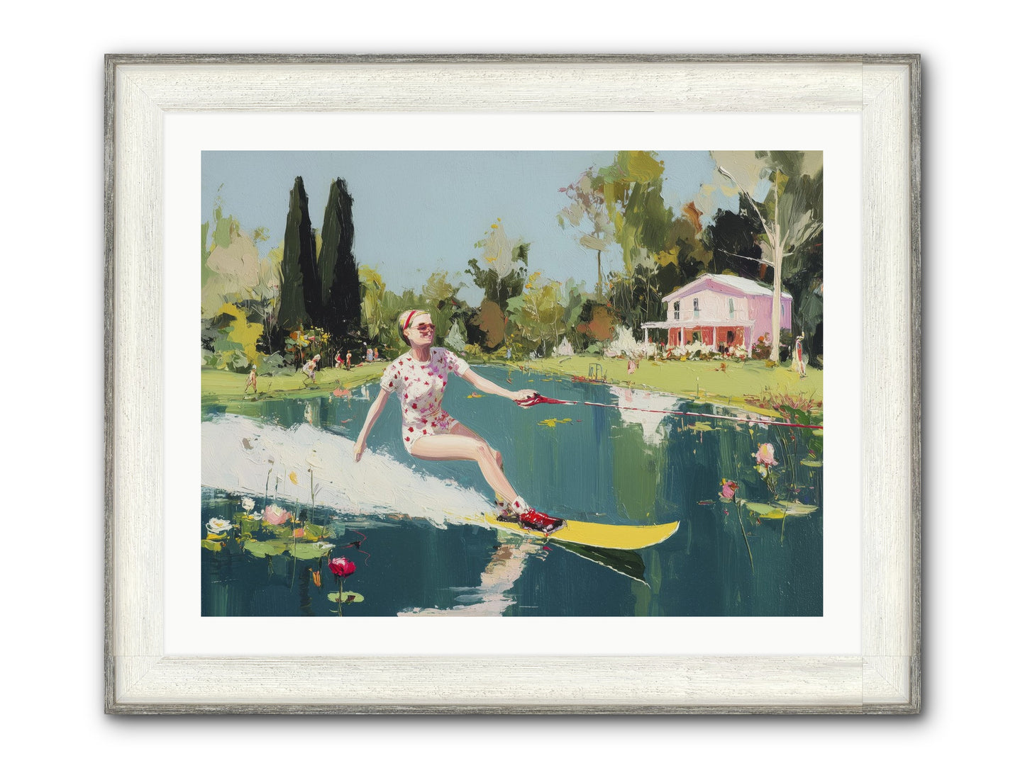 Water Rush Framed Print - Driftwood White 32x24
