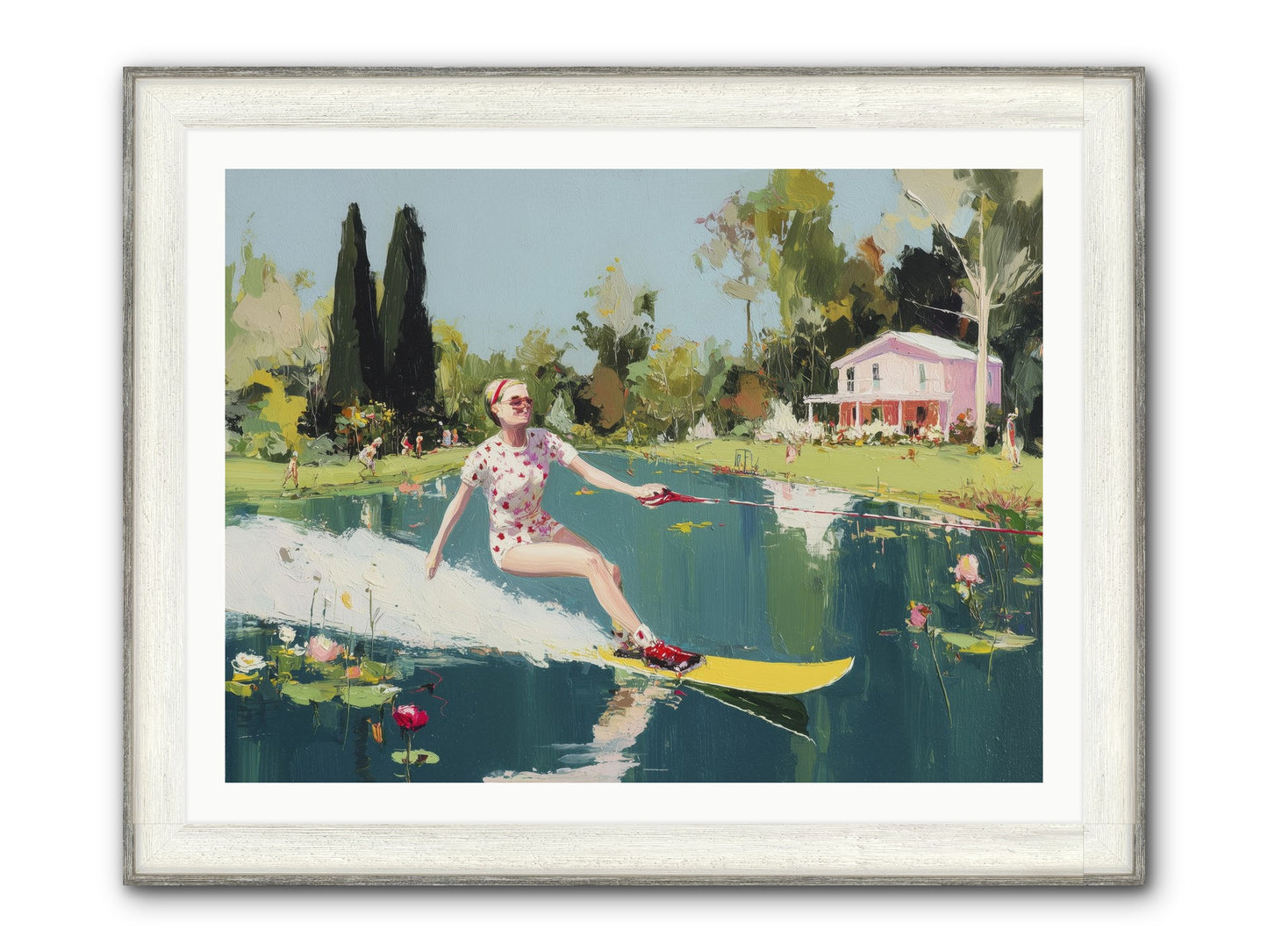 Water Rush Framed Print - Driftwood White 40x30