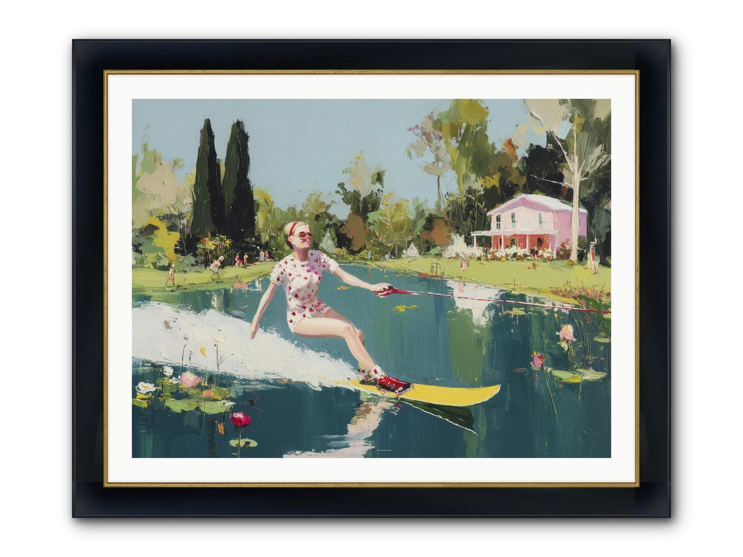 Water Rush Framed Print - Wide Black w/Gold 40x30