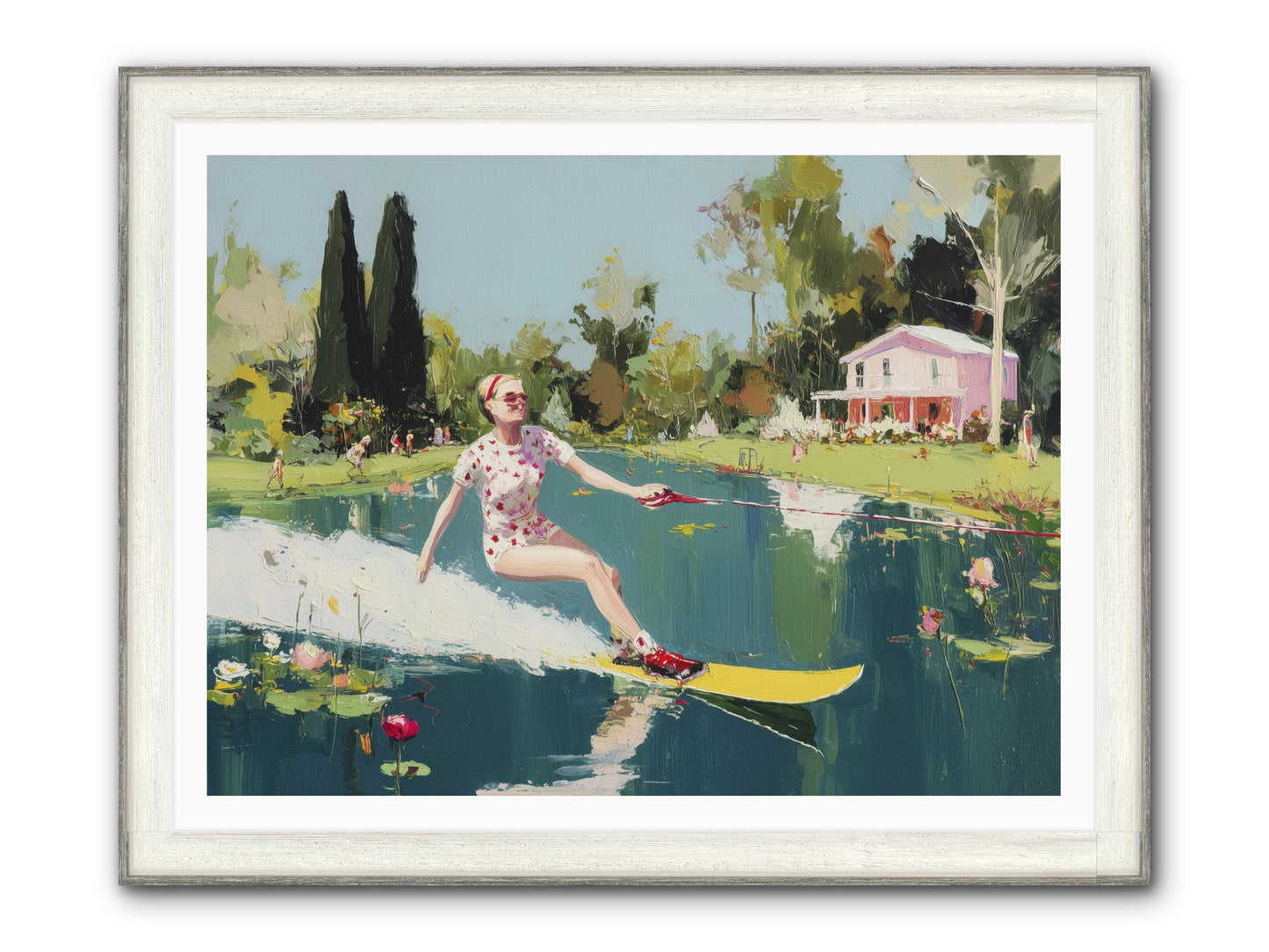 Water Rush Framed Print - Driftwood White 48x36