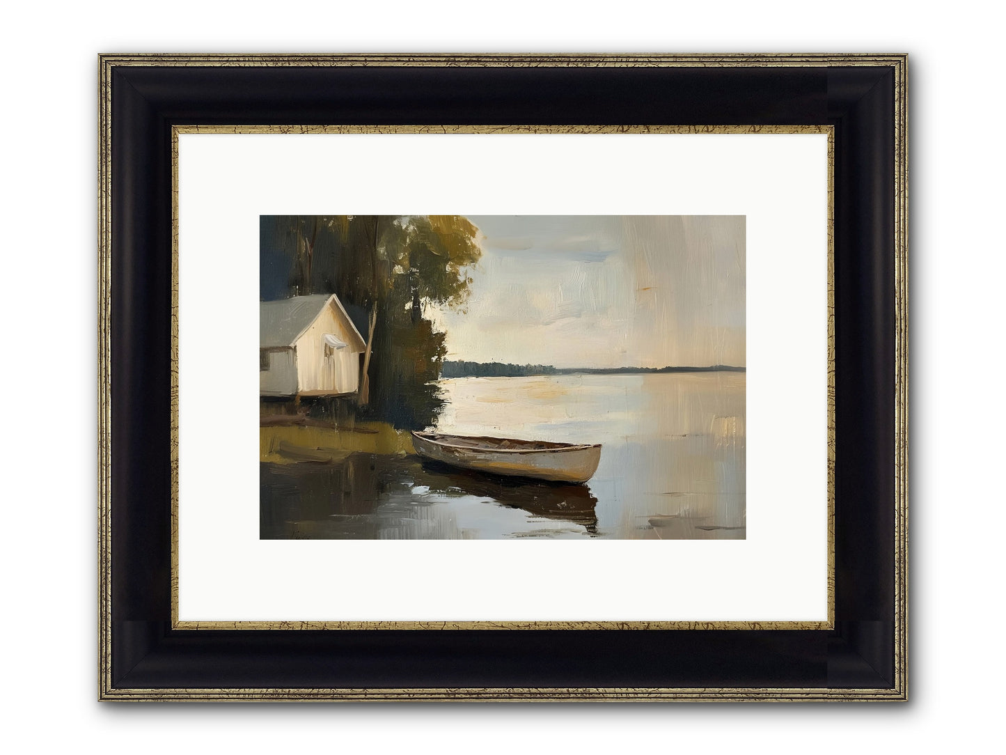Water's Edge Framed Print - Black & Gold 12x8