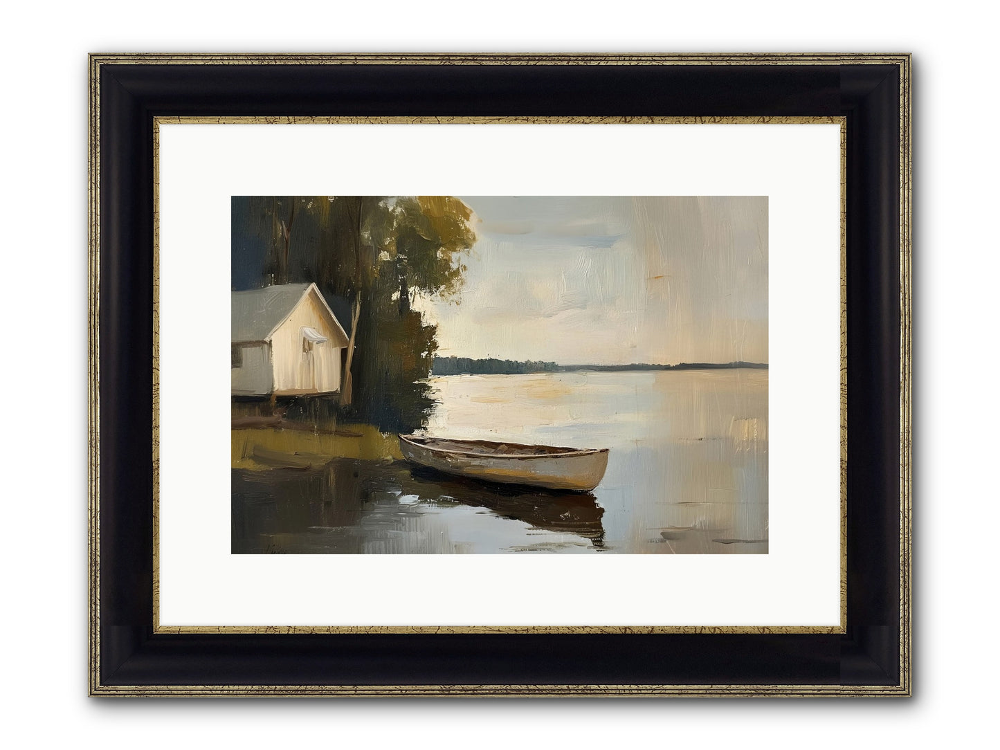 Water's Edge Framed Print - Black & Gold 15x10