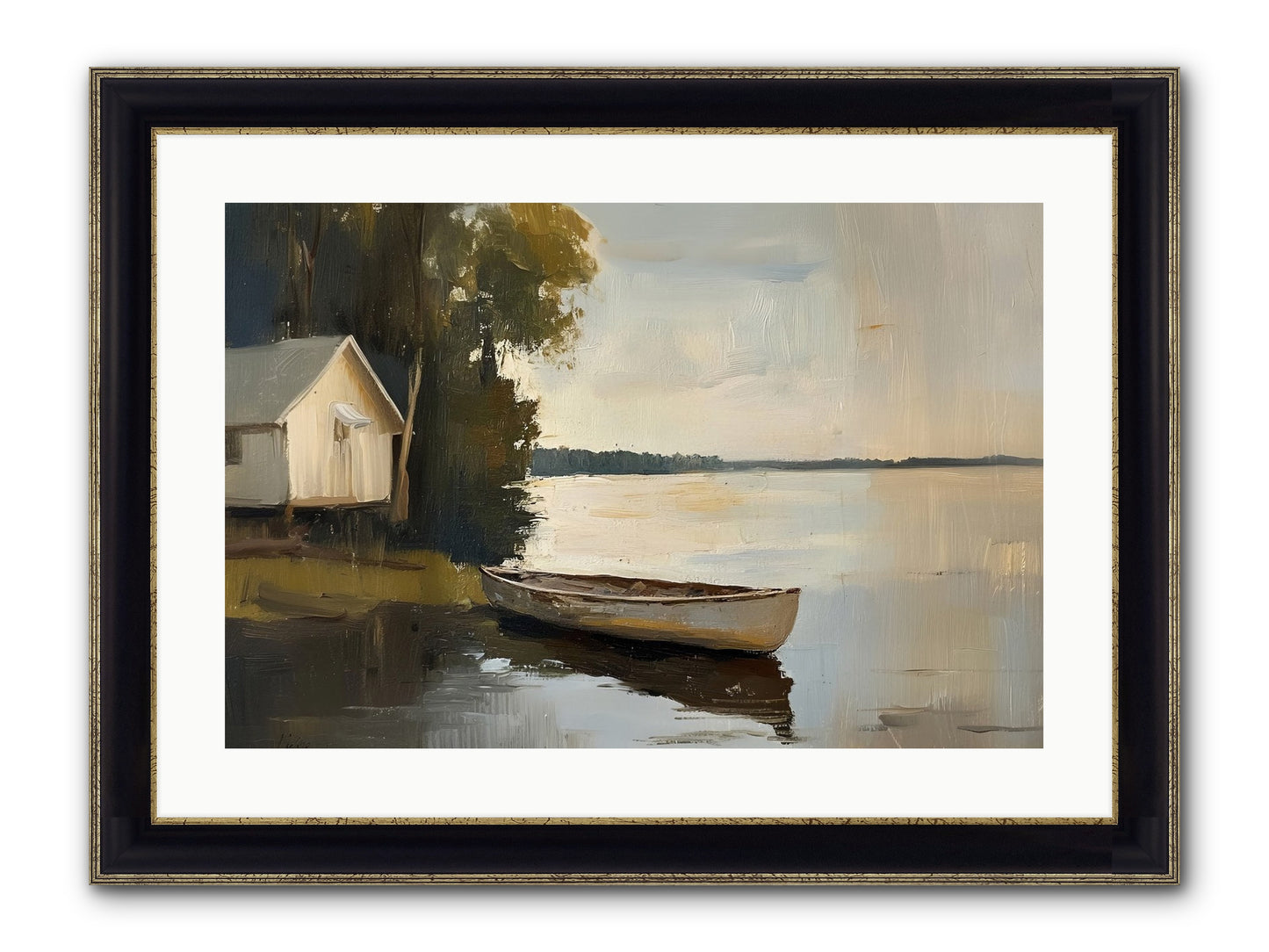 Water's Edge Framed Print - Black & Gold 24x16