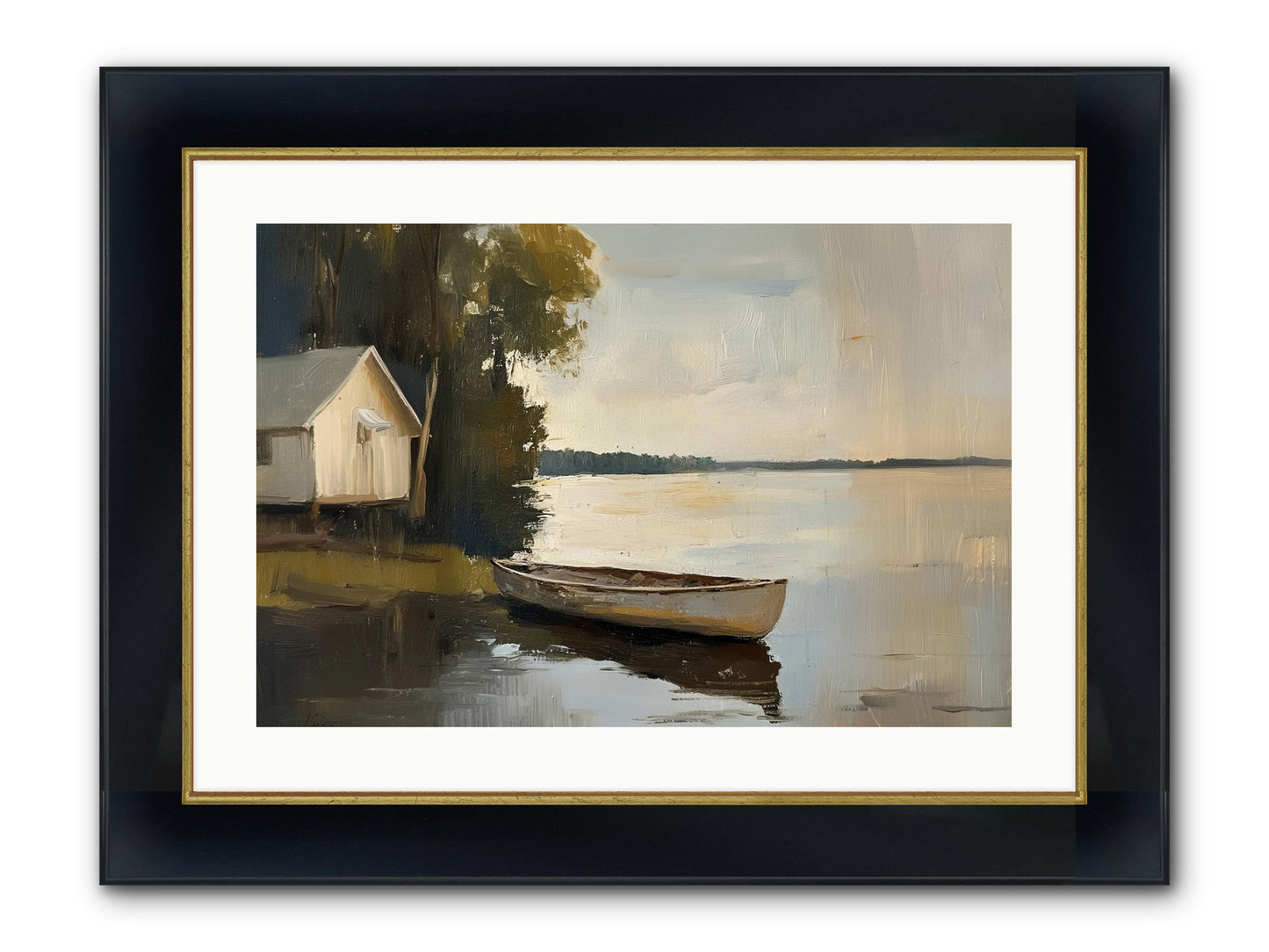 Water's Edge Framed Print - Wide Black w/Gold 24x16