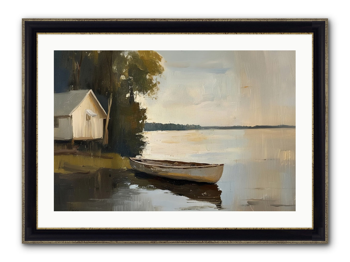Water's Edge Framed Print - Black & Gold 30x20