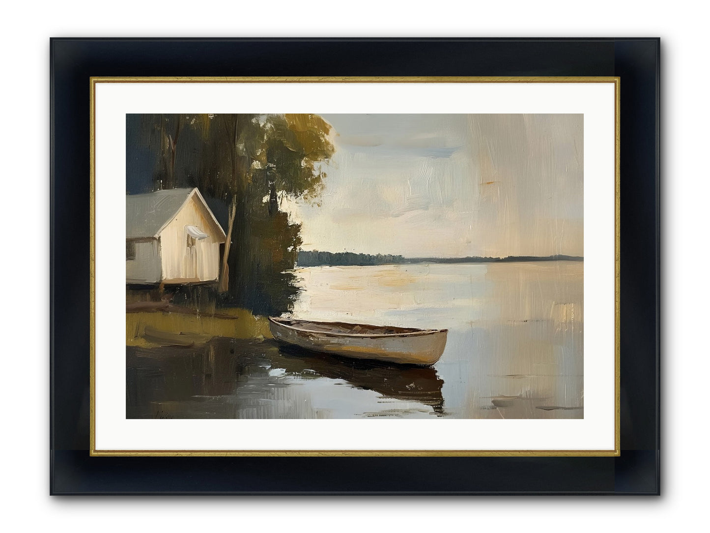 Water's Edge Framed Print - Wide Black w/Gold 30x20