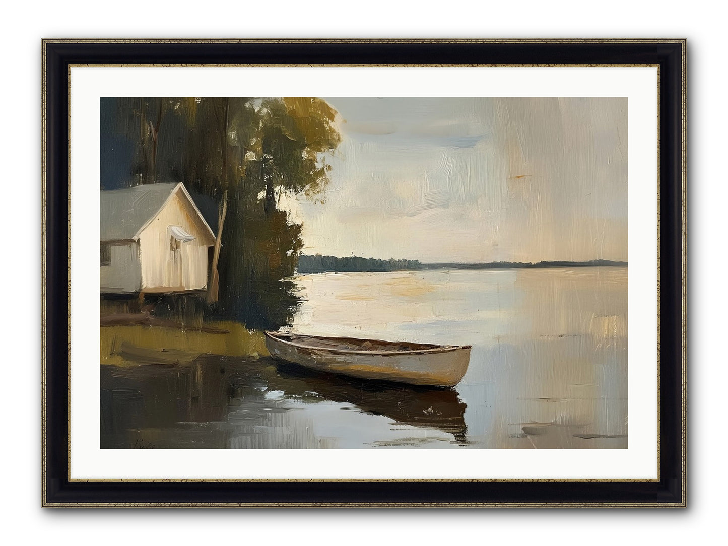 Water's Edge Framed Print - Black & Gold 36x24