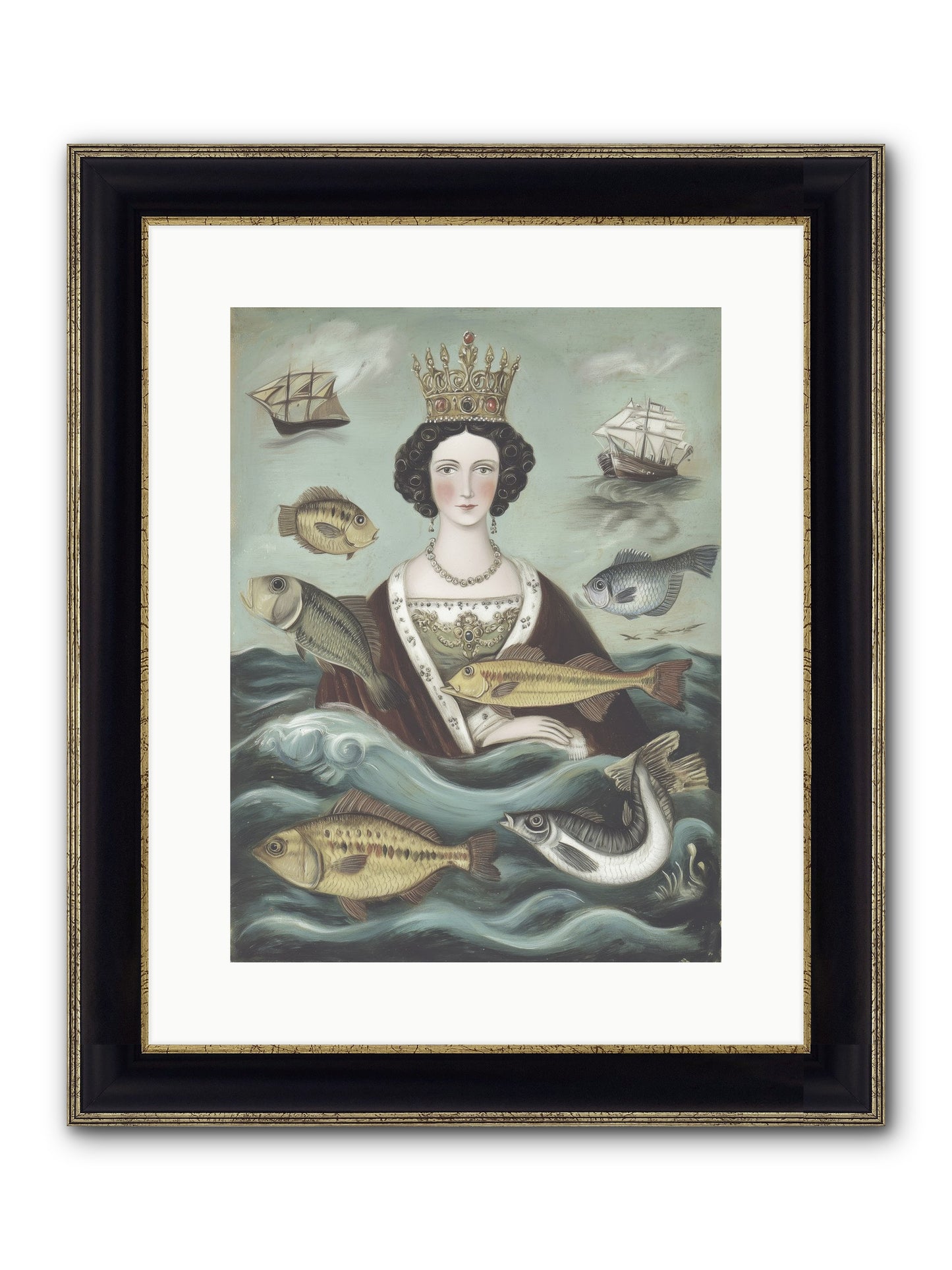 Wave Monarch Framed Print - Black & Gold 12x16