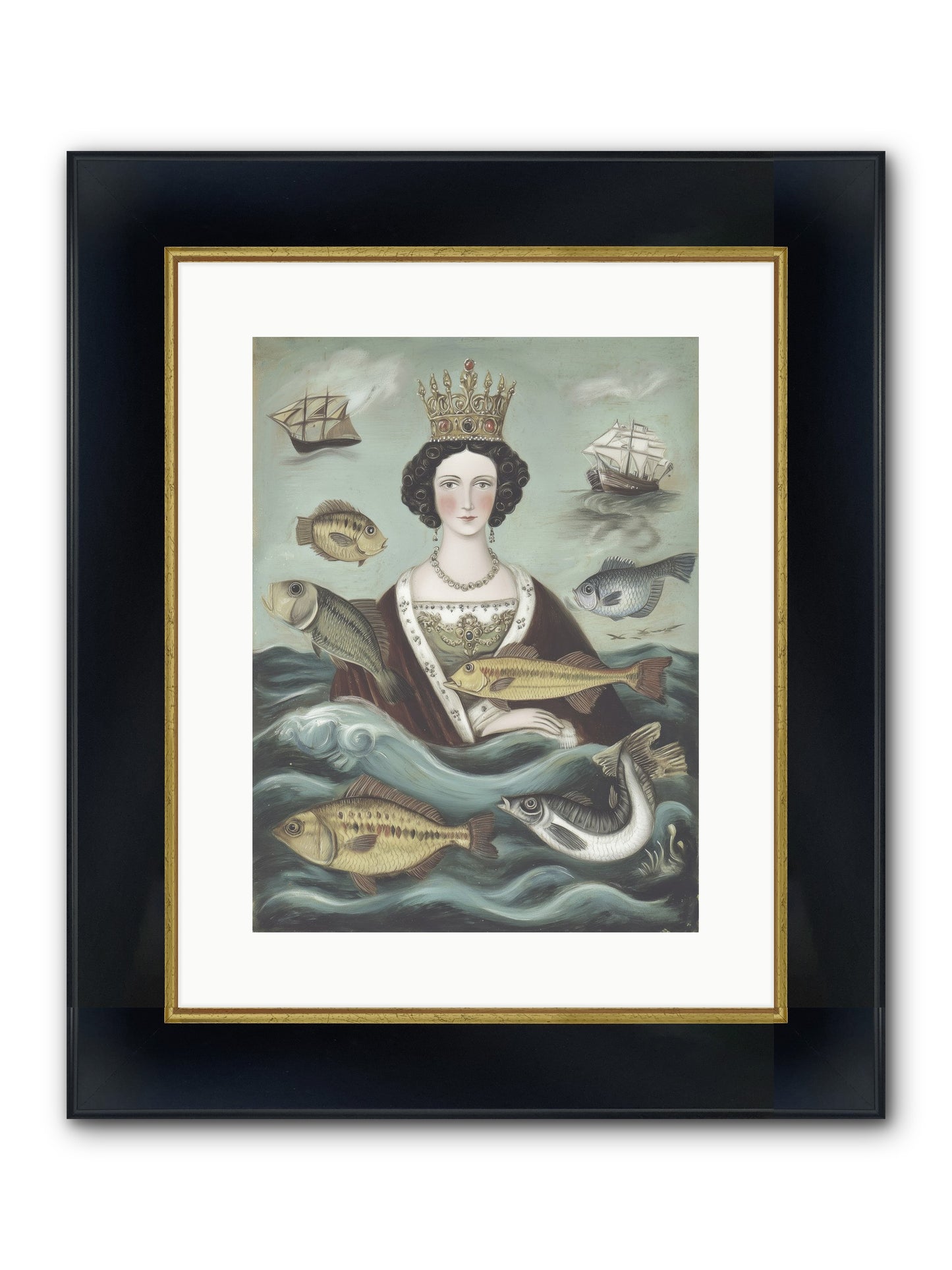 Wave Monarch Framed Print - Wide Black w/Gold 12x16