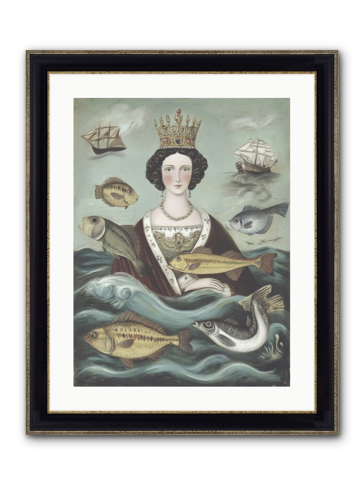 Wave Monarch Framed Print - Black & Gold 18x24