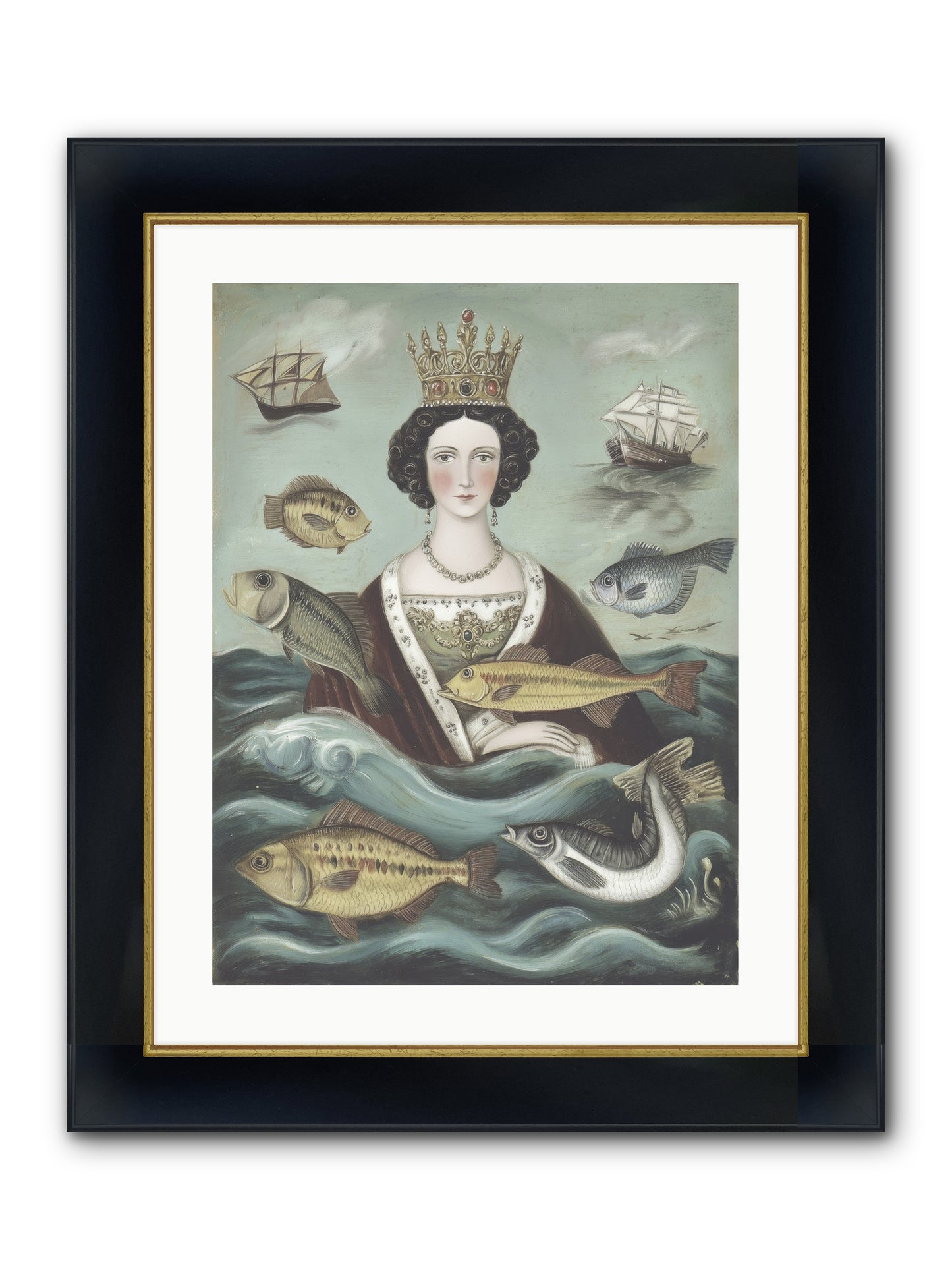 Wave Monarch Framed Print - Wide Black w/Gold 18x24