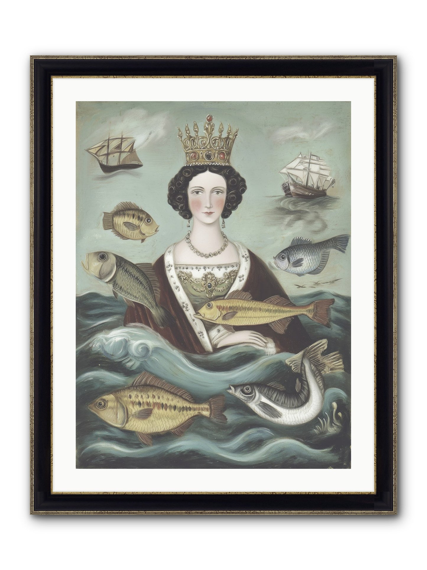 Wave Monarch Framed Print - Black & Gold 24x32