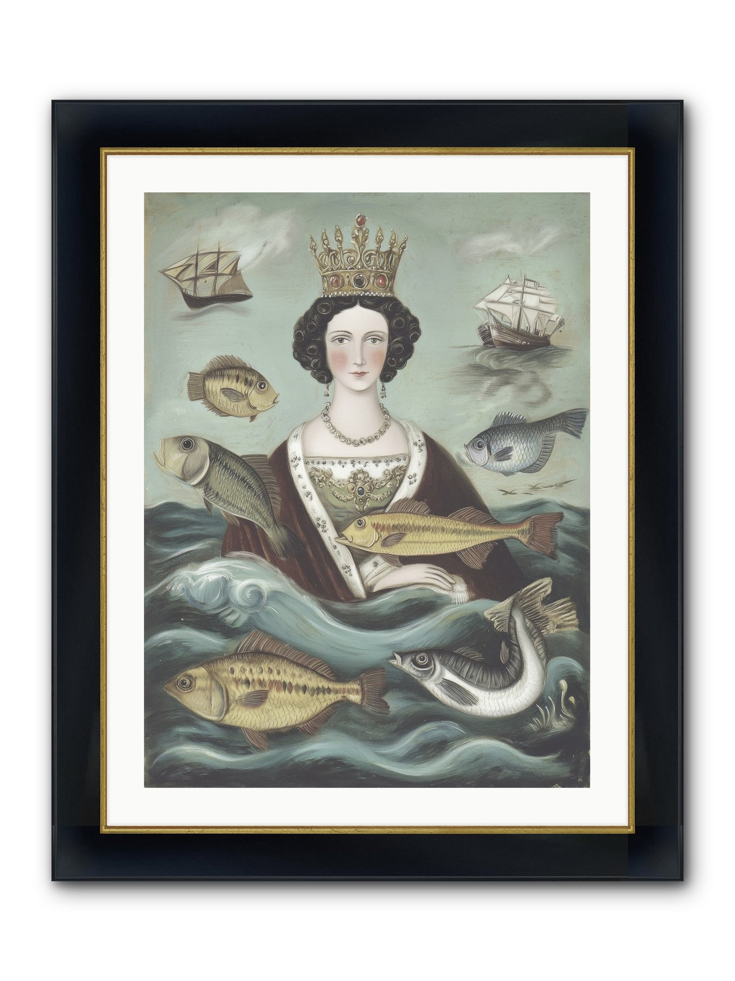 Wave Monarch Framed Print - Wide Black w/Gold 24x32