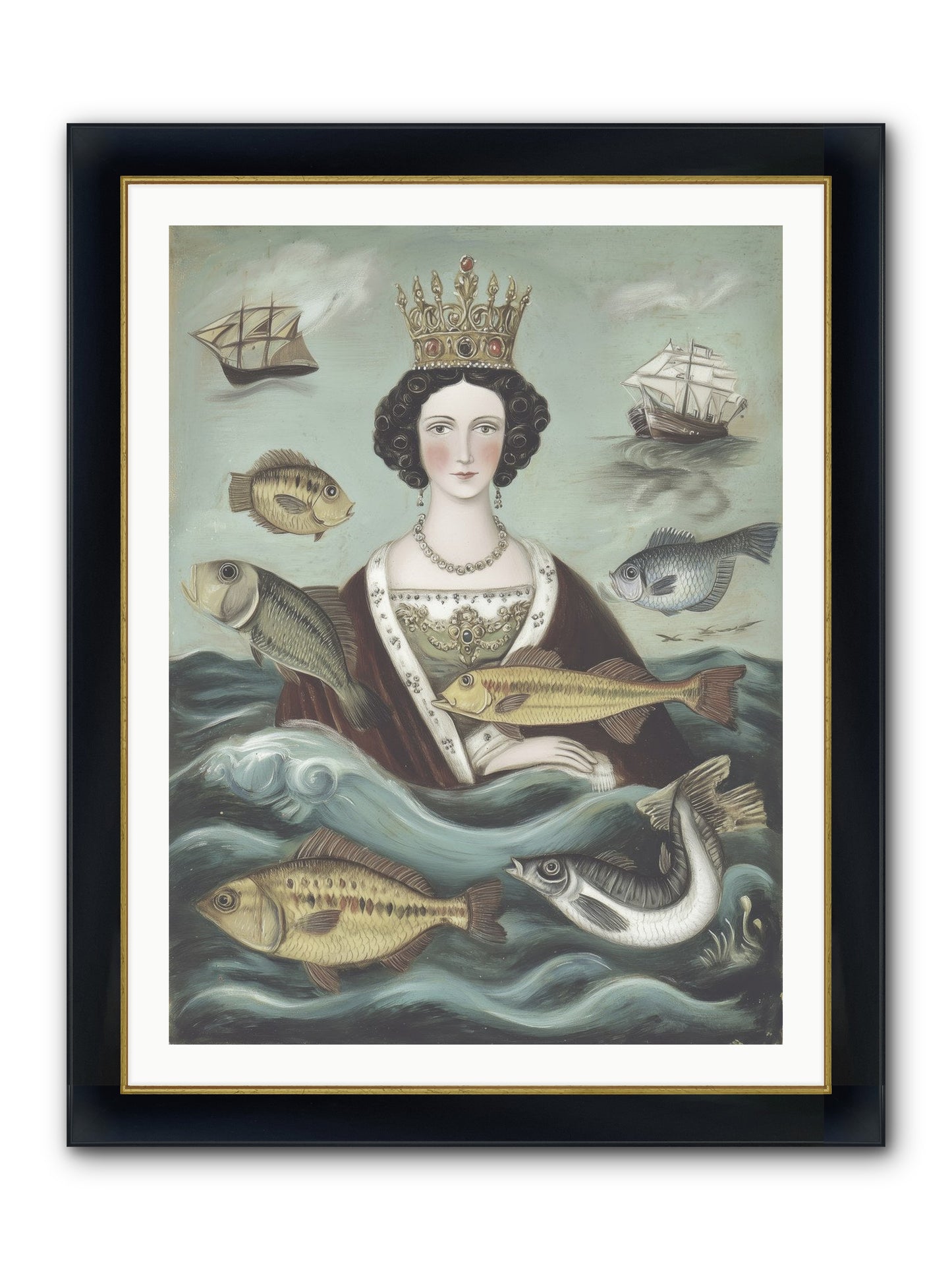 Wave Monarch Framed Print - Wide Black w/Gold 30x40