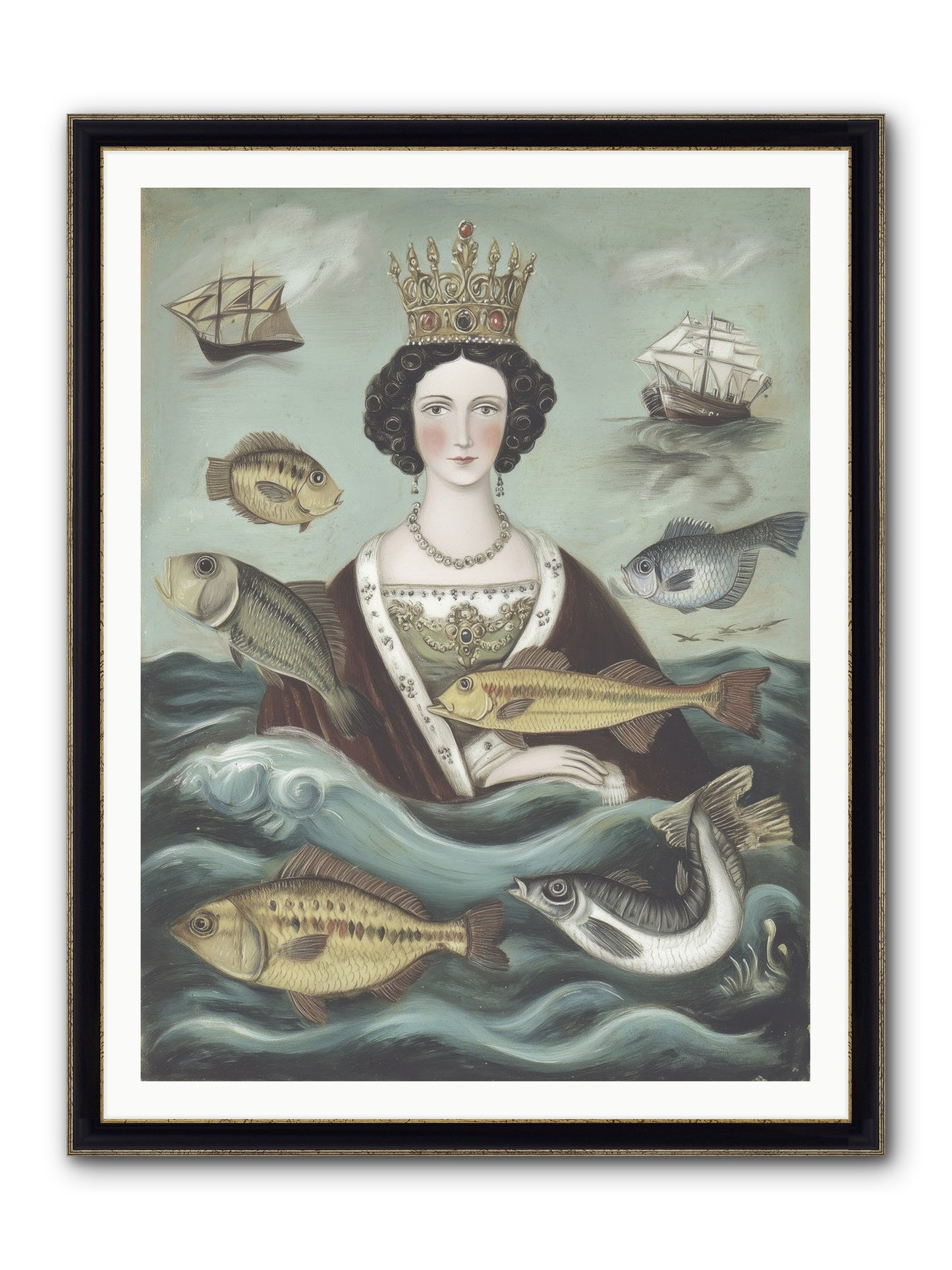 Wave Monarch Framed Print - Black & Gold 36x48