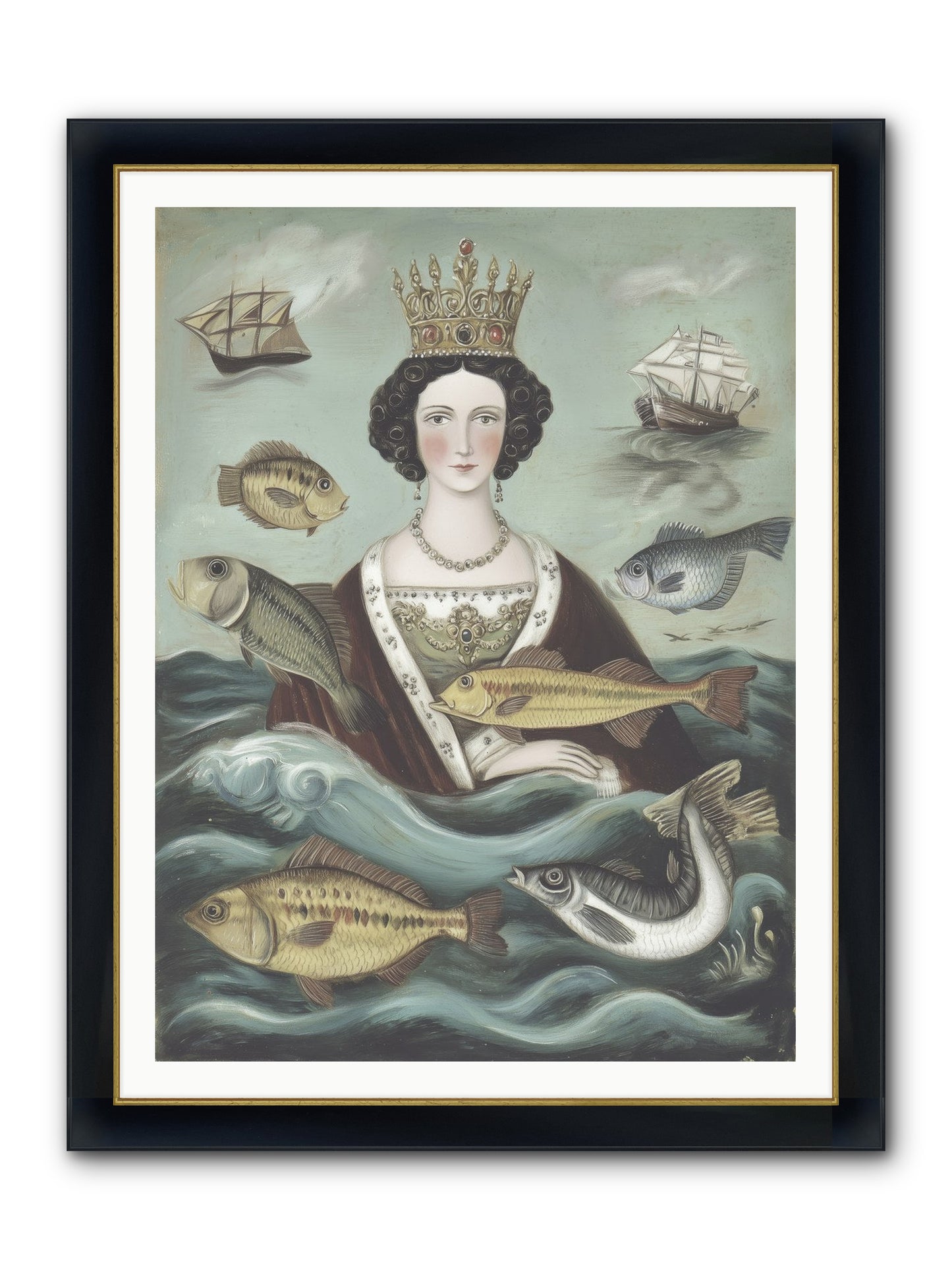 Wave Monarch Framed Print - Wide Black w/Gold 36x48