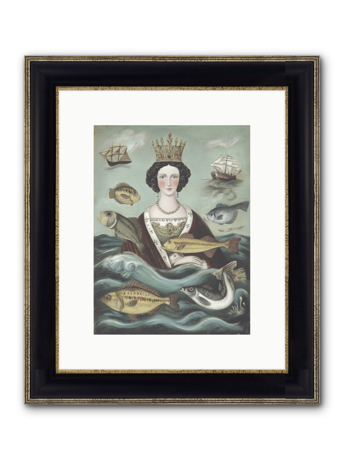 Wave Monarch Framed Print - Black & Gold 9x12