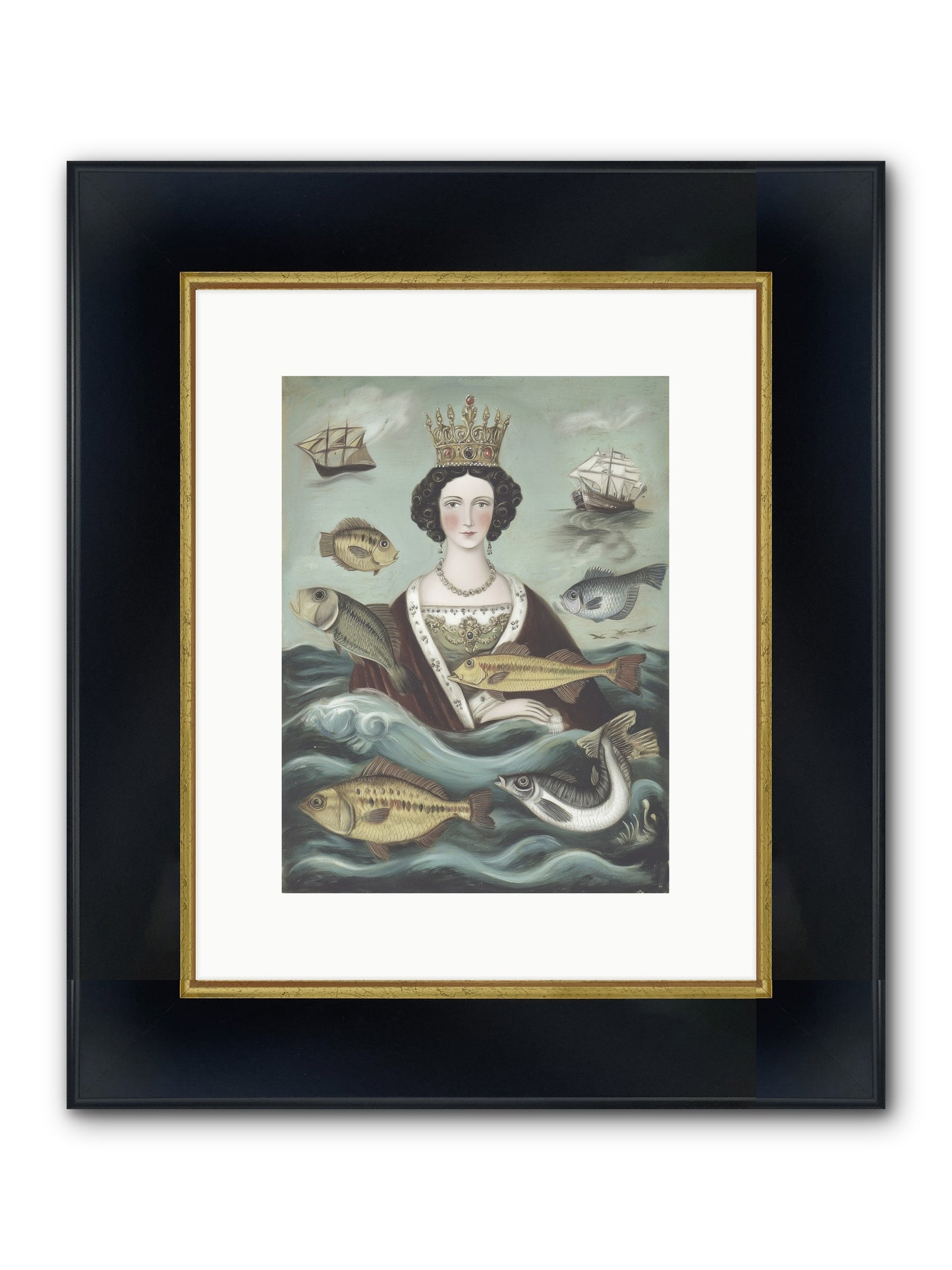 Wave Monarch Framed Print - Wide Black w/Gold 9x12