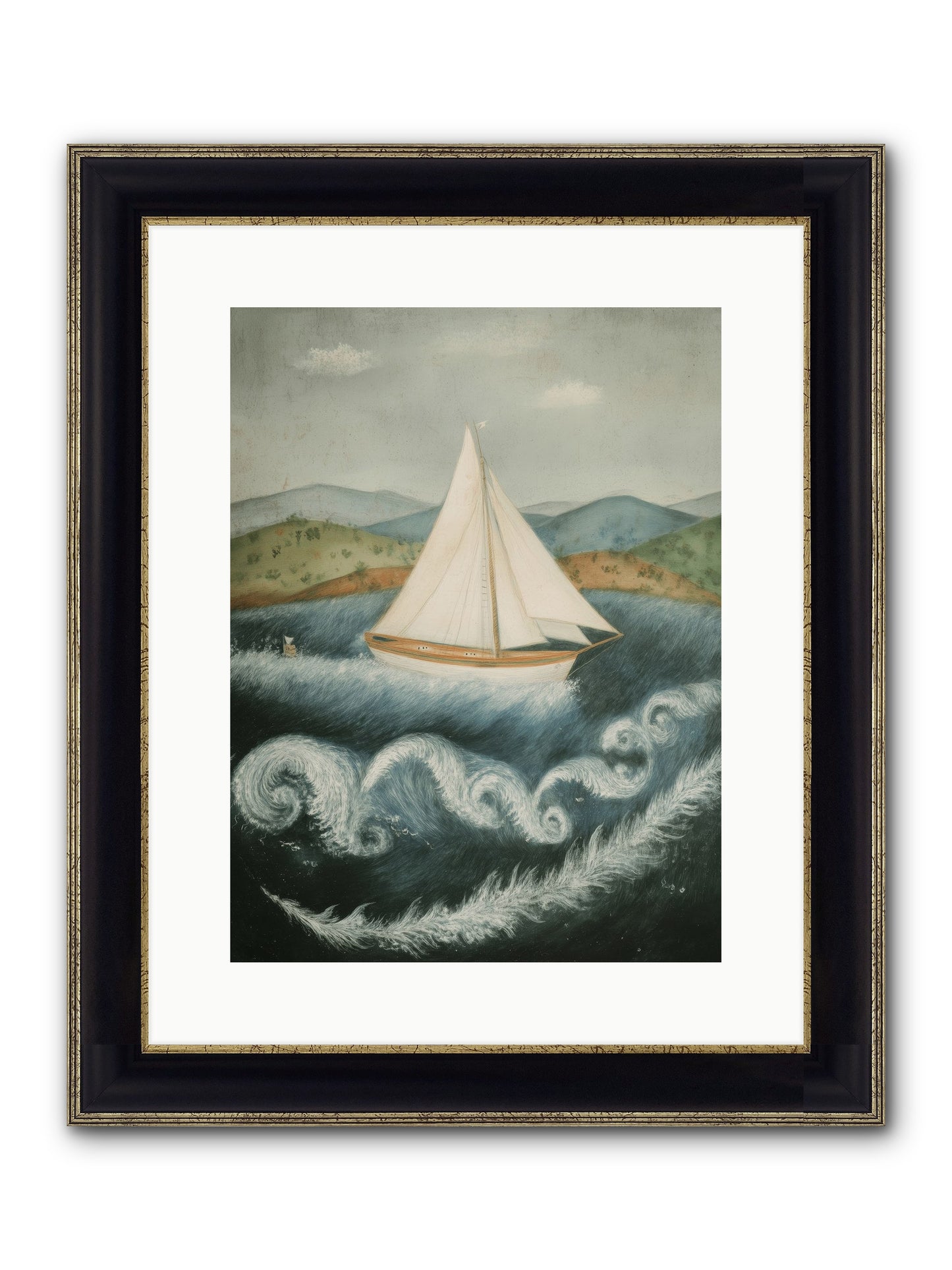 Wave Song Eternal Framed Print - Black & Gold 12x16