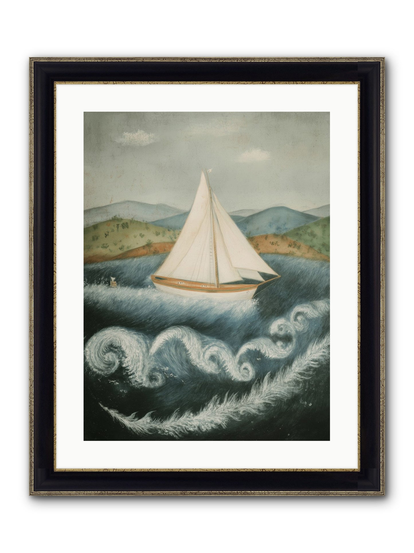 Wave Song Eternal Framed Print - Black & Gold 18x24