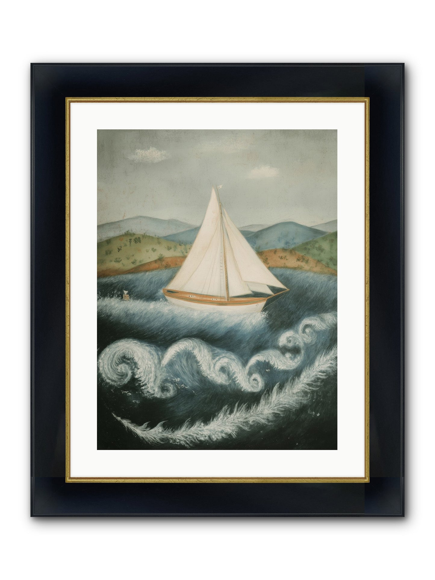 Wave Song Eternal Framed Print - Wide Black w/Gold 18x24