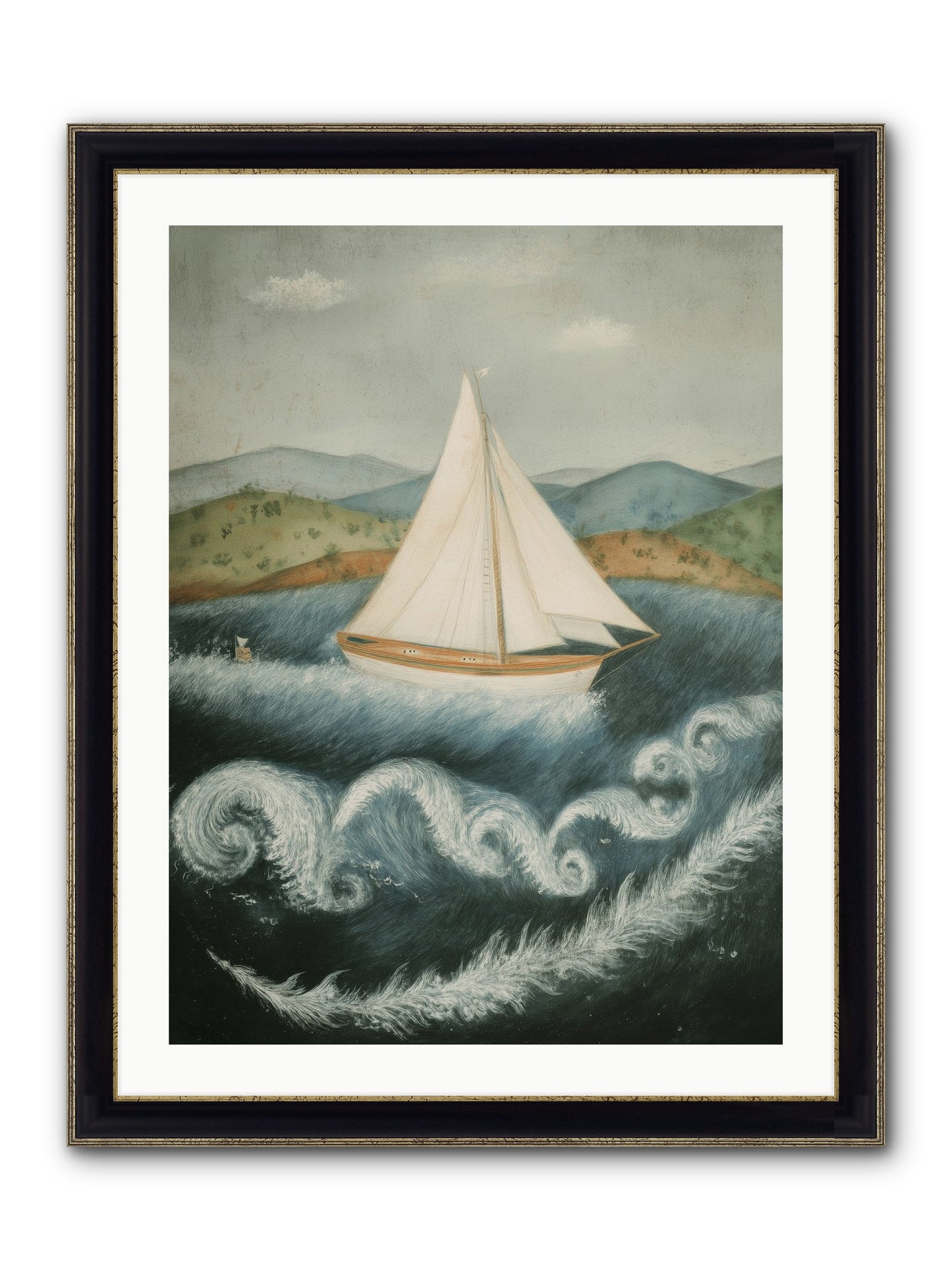 Wave Song Eternal Framed Print - Black & Gold 24x32