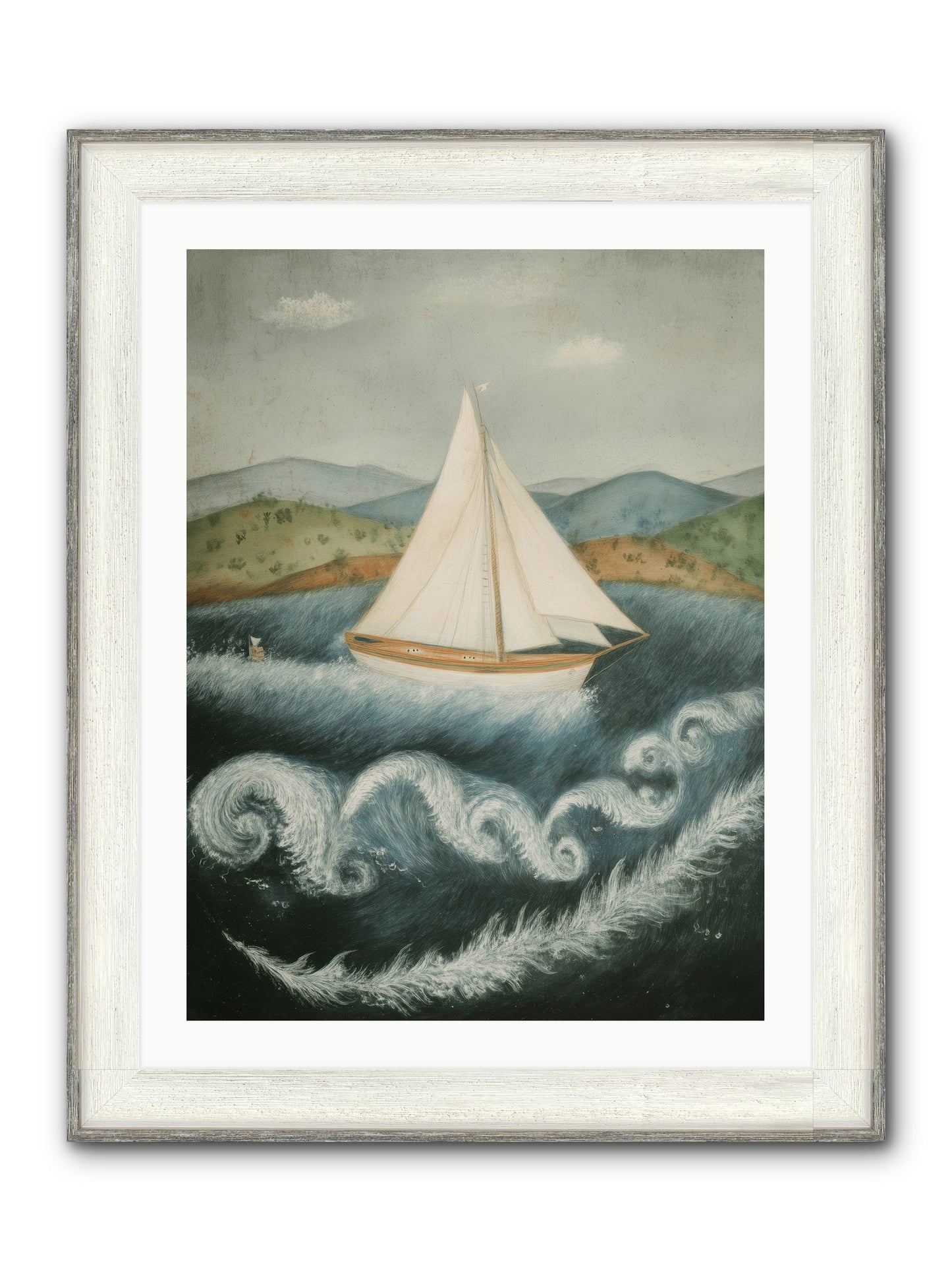 Wave Song Eternal Framed Print - Driftwood White 24x32