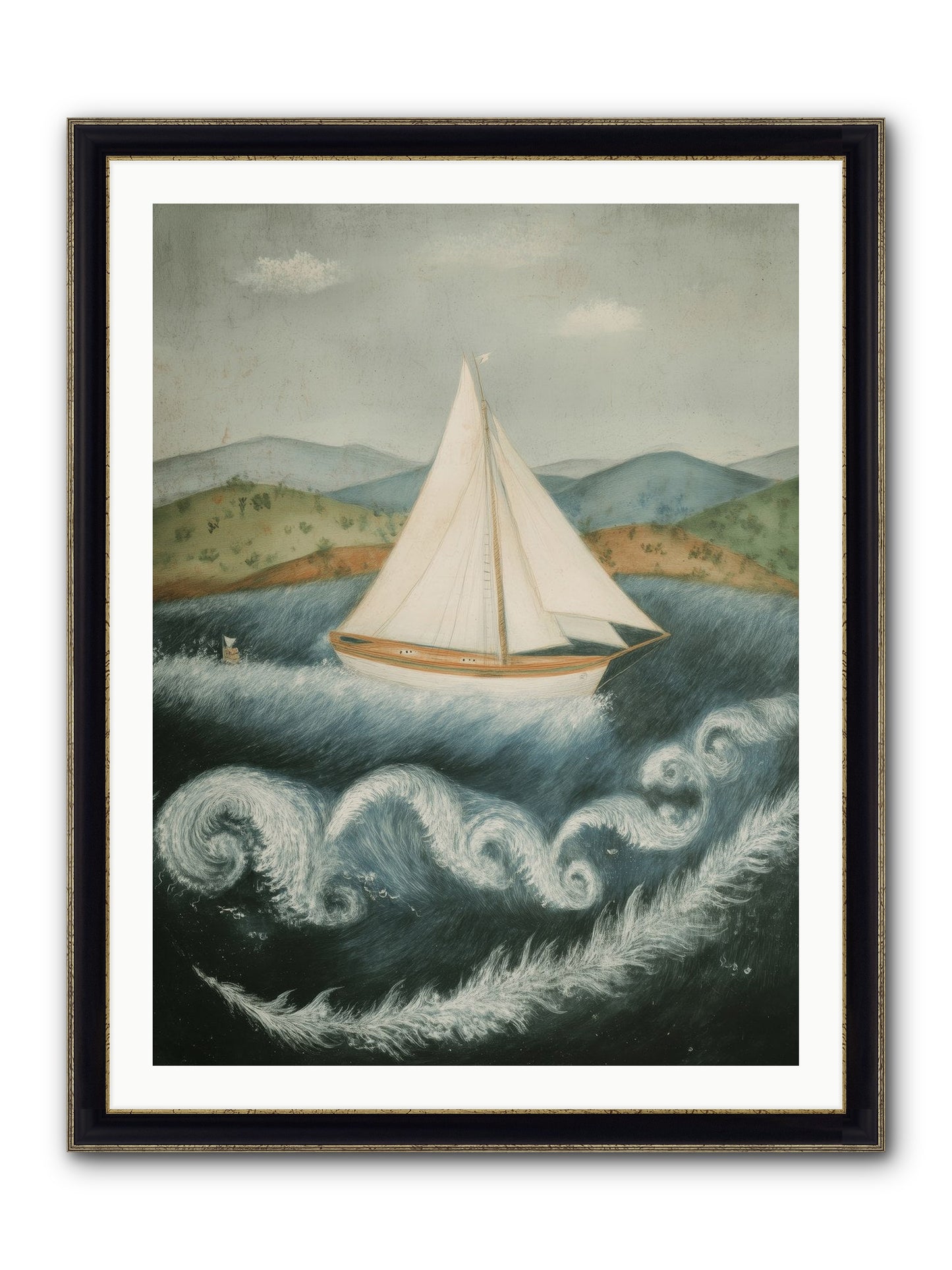 Wave Song Eternal Framed Print - Black & Gold 30x40
