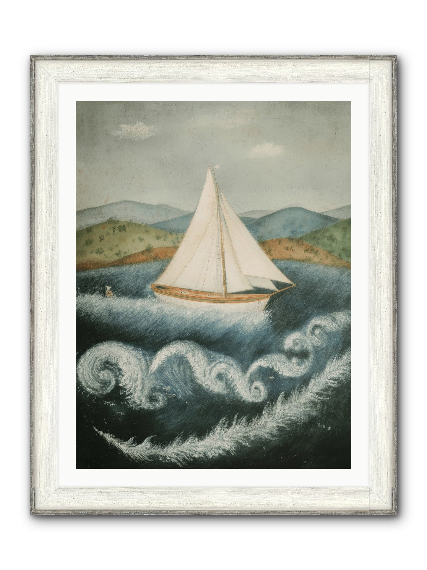 Wave Song Eternal Framed Print - Driftwood White 30x40