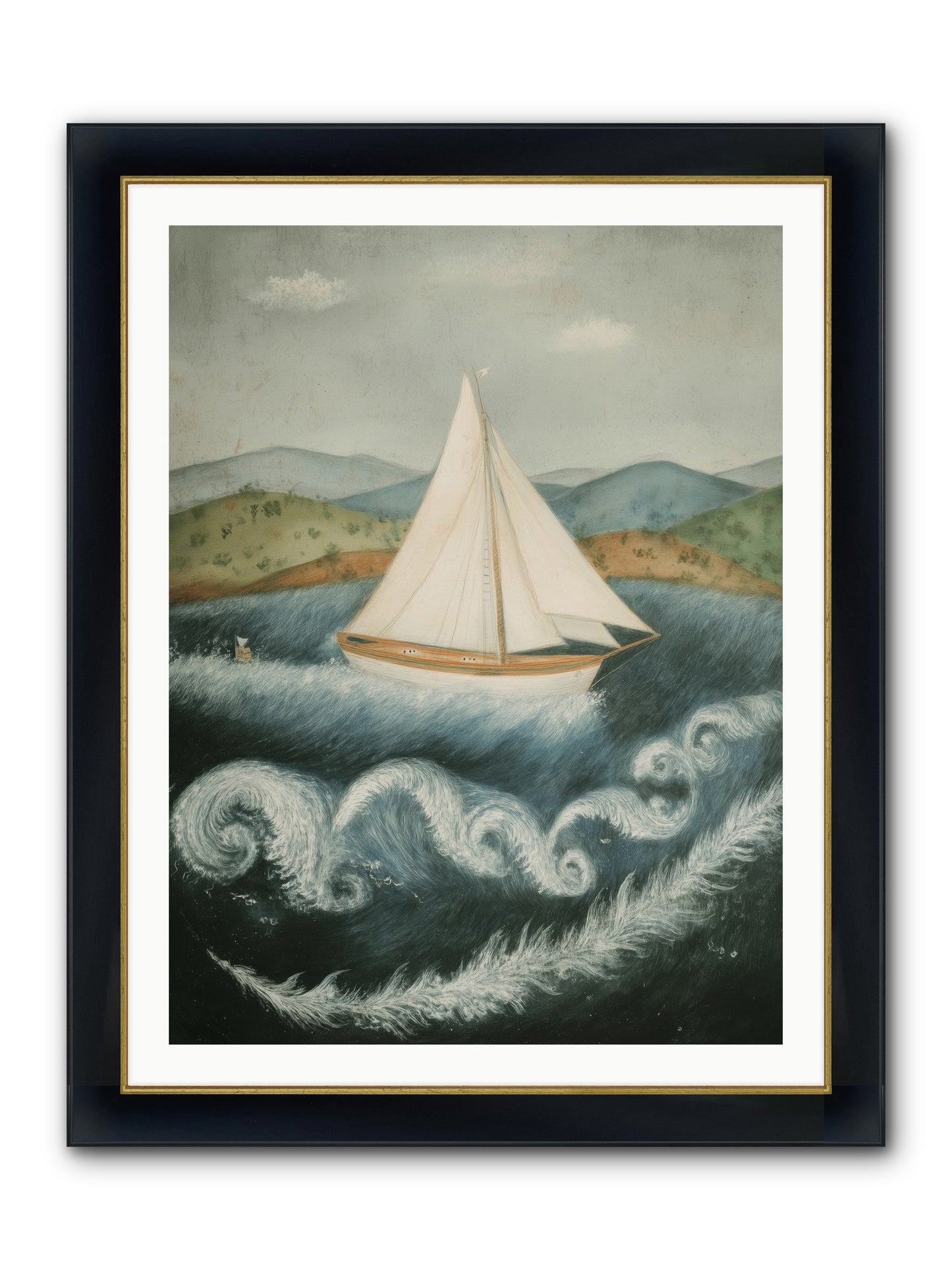 Wave Song Eternal Framed Print - Wide Black w/Gold 30x40