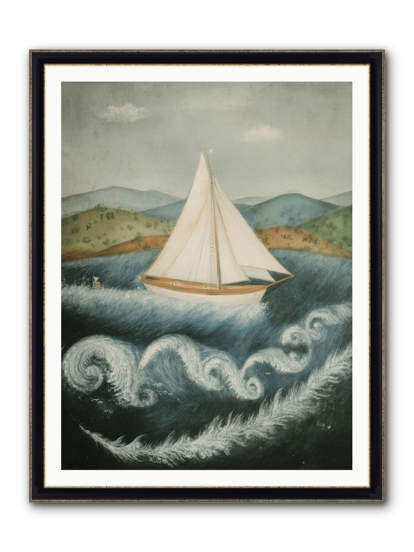 Wave Song Eternal Framed Print - Black & Gold 36x48