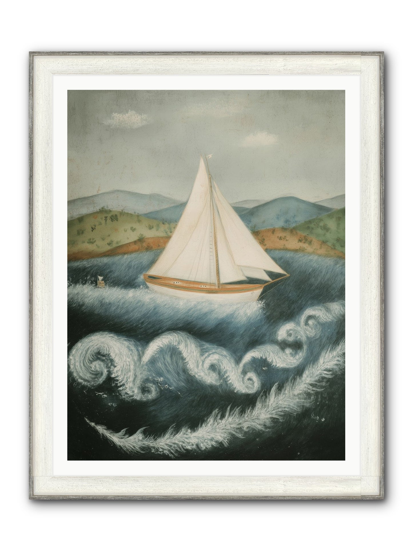 Wave Song Eternal Framed Print - Driftwood White 36x48