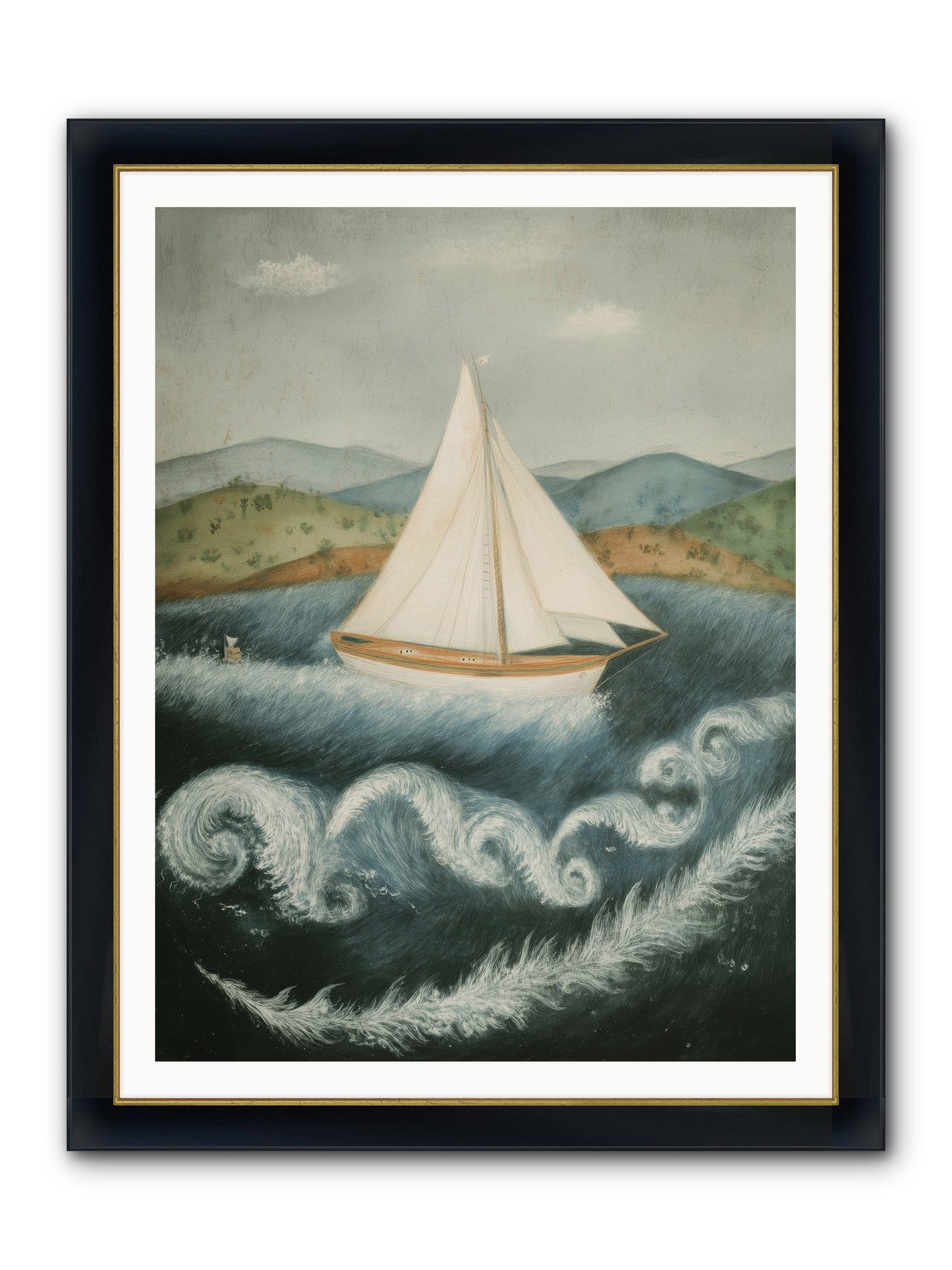 Wave Song Eternal Framed Print - Wide Black w/Gold 36x48