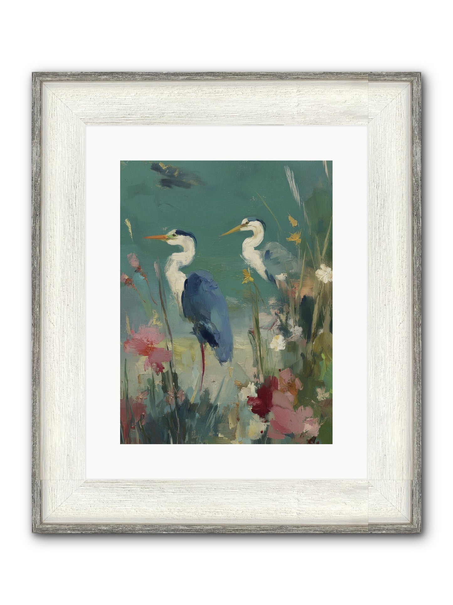 Wave-Whispered Blooms Framed Print - Driftwood White 12x16