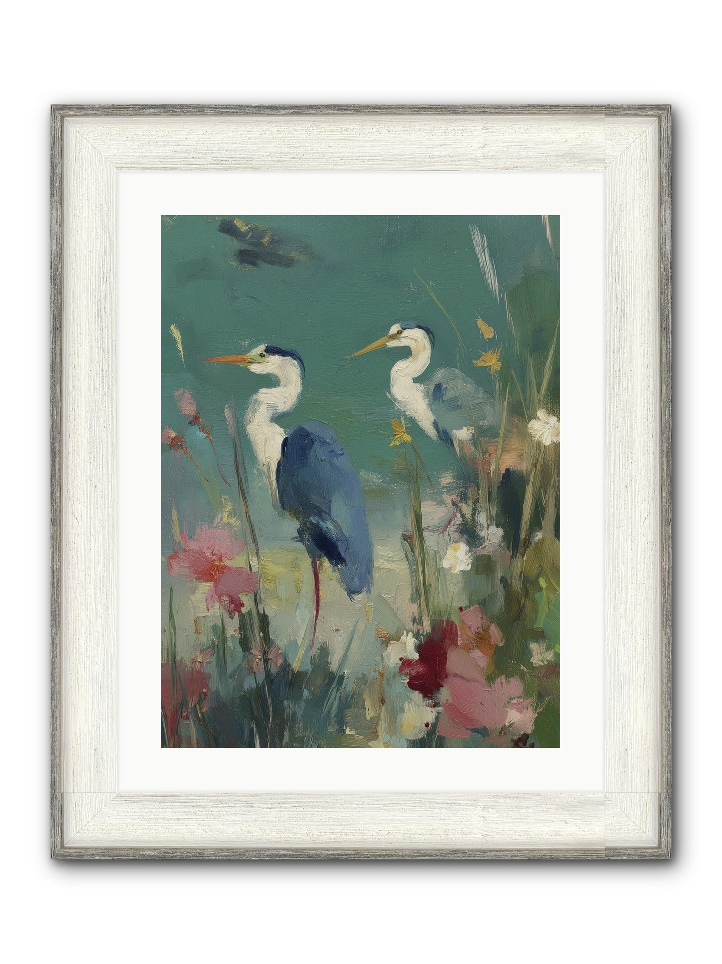 Wave-Whispered Blooms Framed Print - Driftwood White 18x24