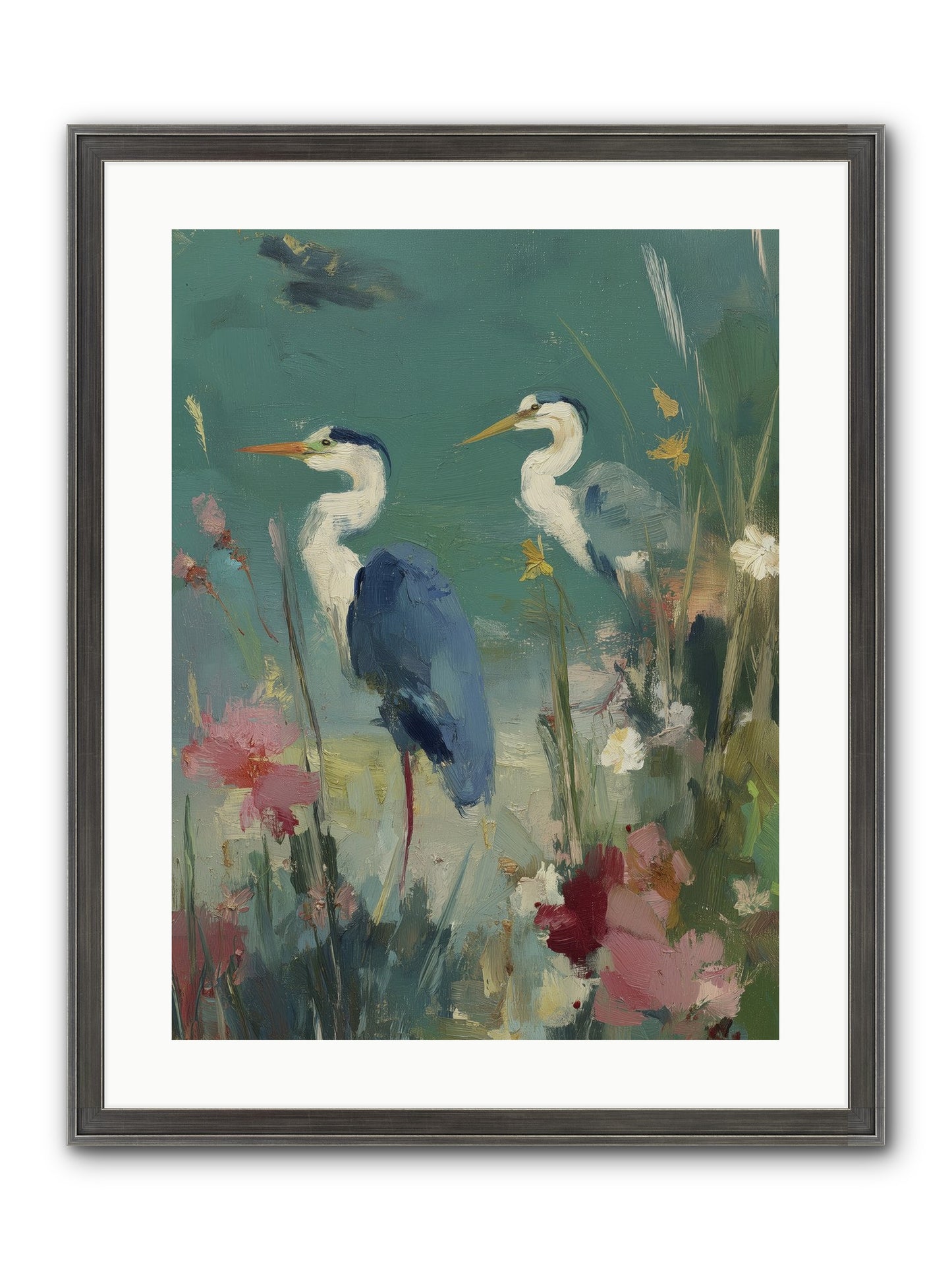 Wave-Whispered Blooms Framed Print - Slimwoods Black/Silver 18x24