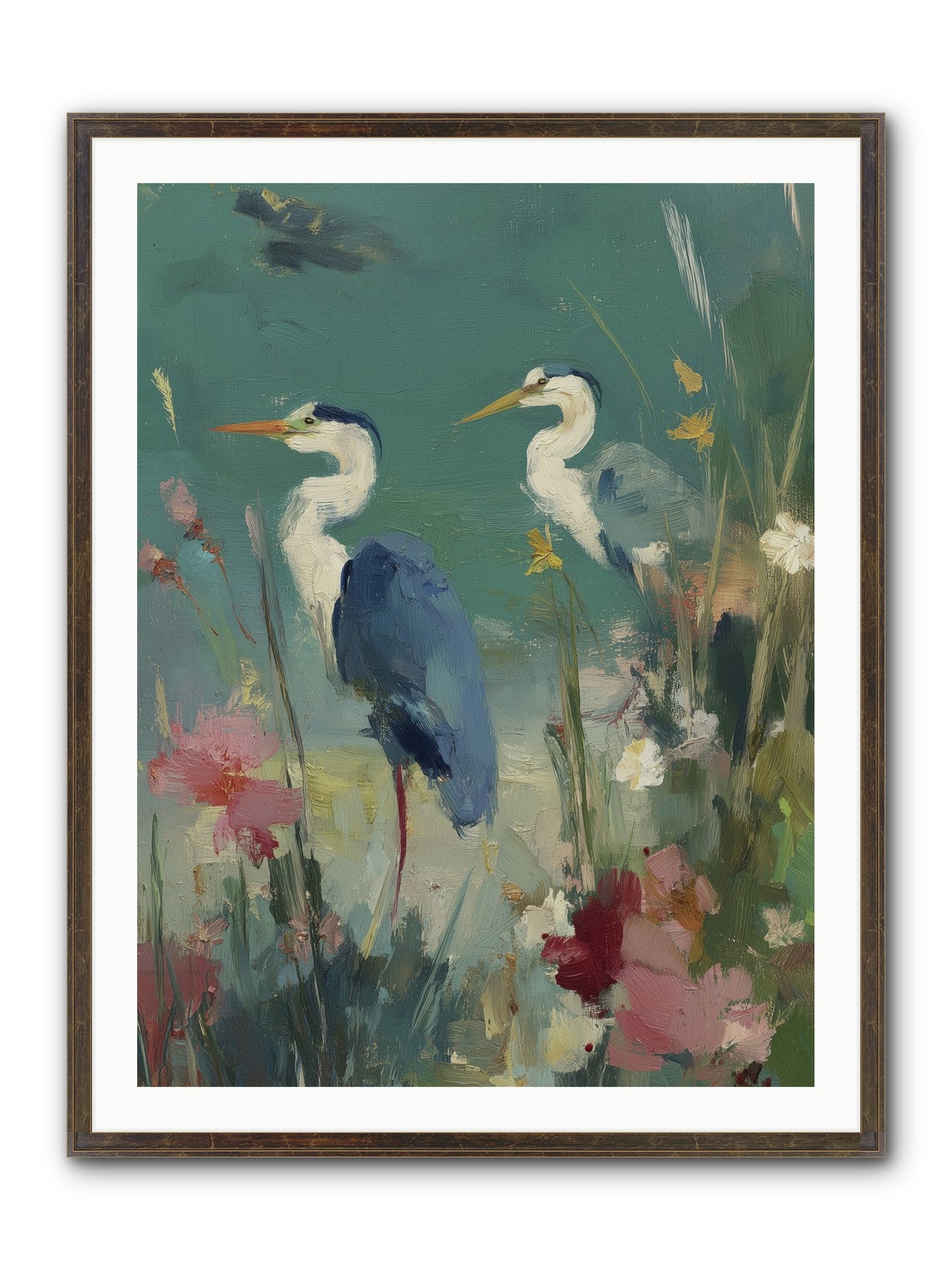 Wave-Whispered Blooms Framed Print - Slimwoods Black/Gold 30x40