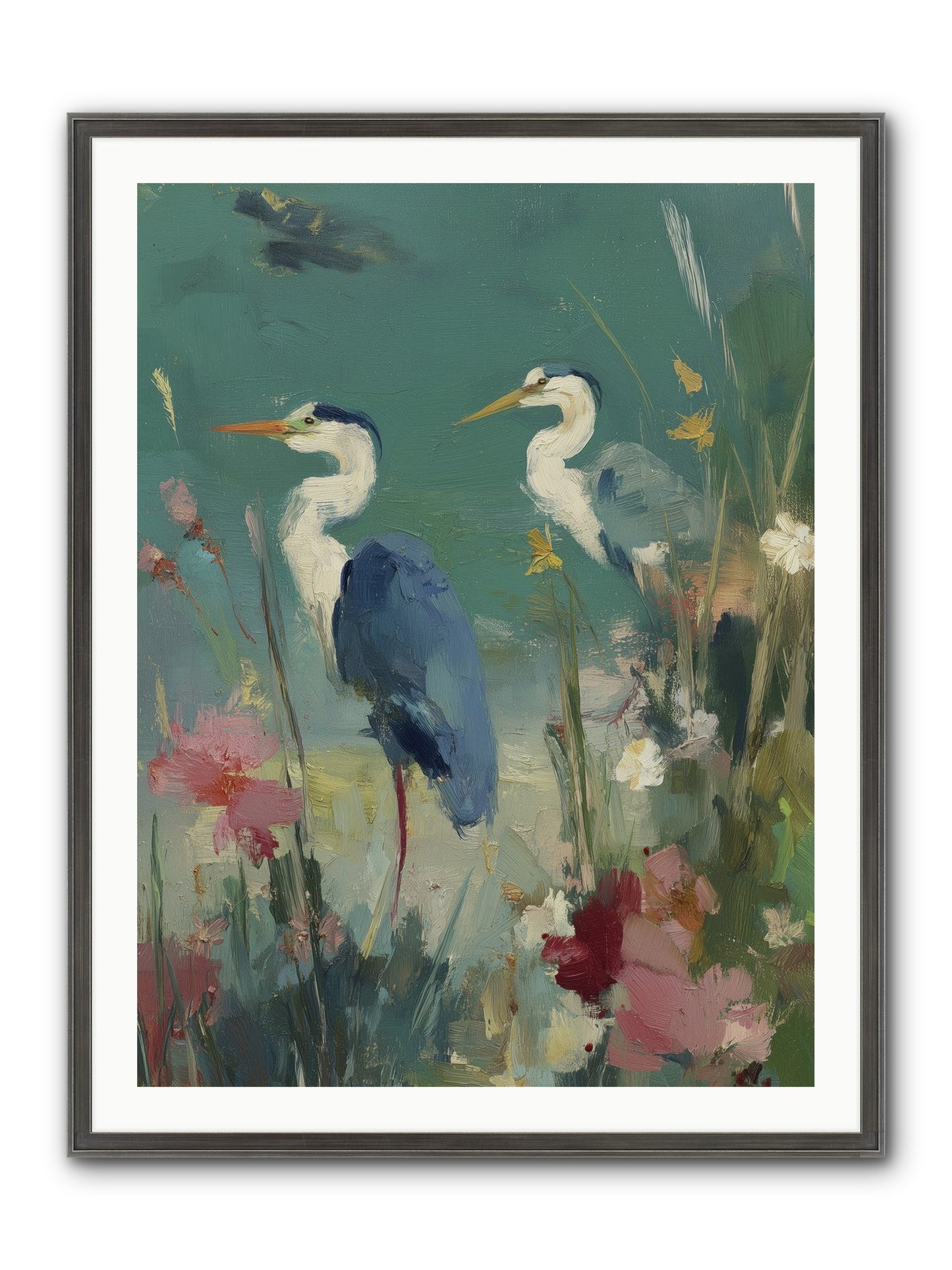 Wave-Whispered Blooms Framed Print - Slimwoods Black/Silver 30x40