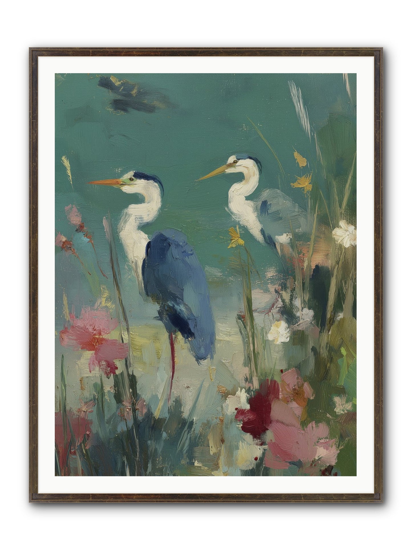 Wave-Whispered Blooms Framed Print - Slimwoods Black/Gold 36x48
