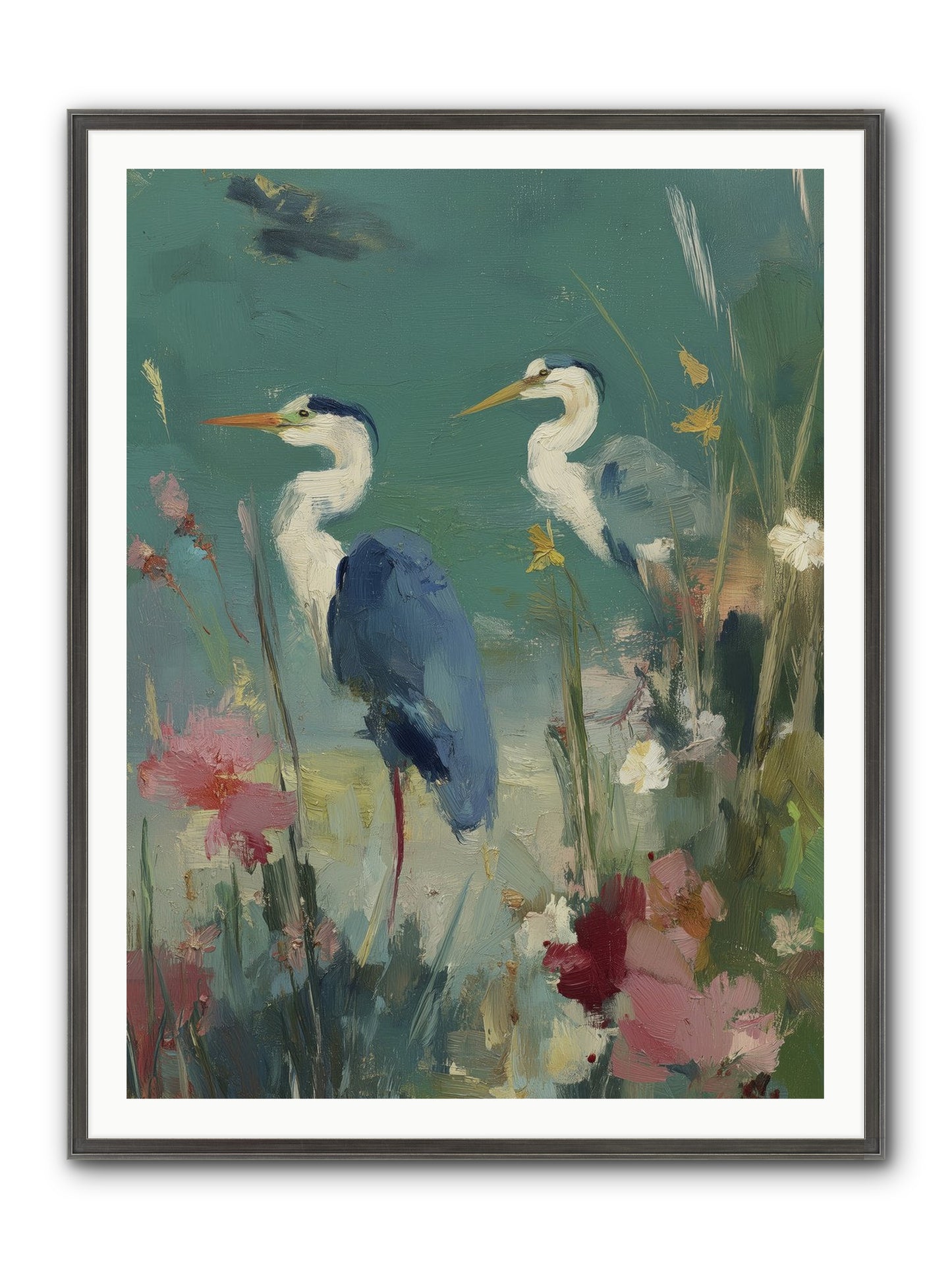 Wave-Whispered Blooms Framed Print - Slimwoods Black/Silver 36x48