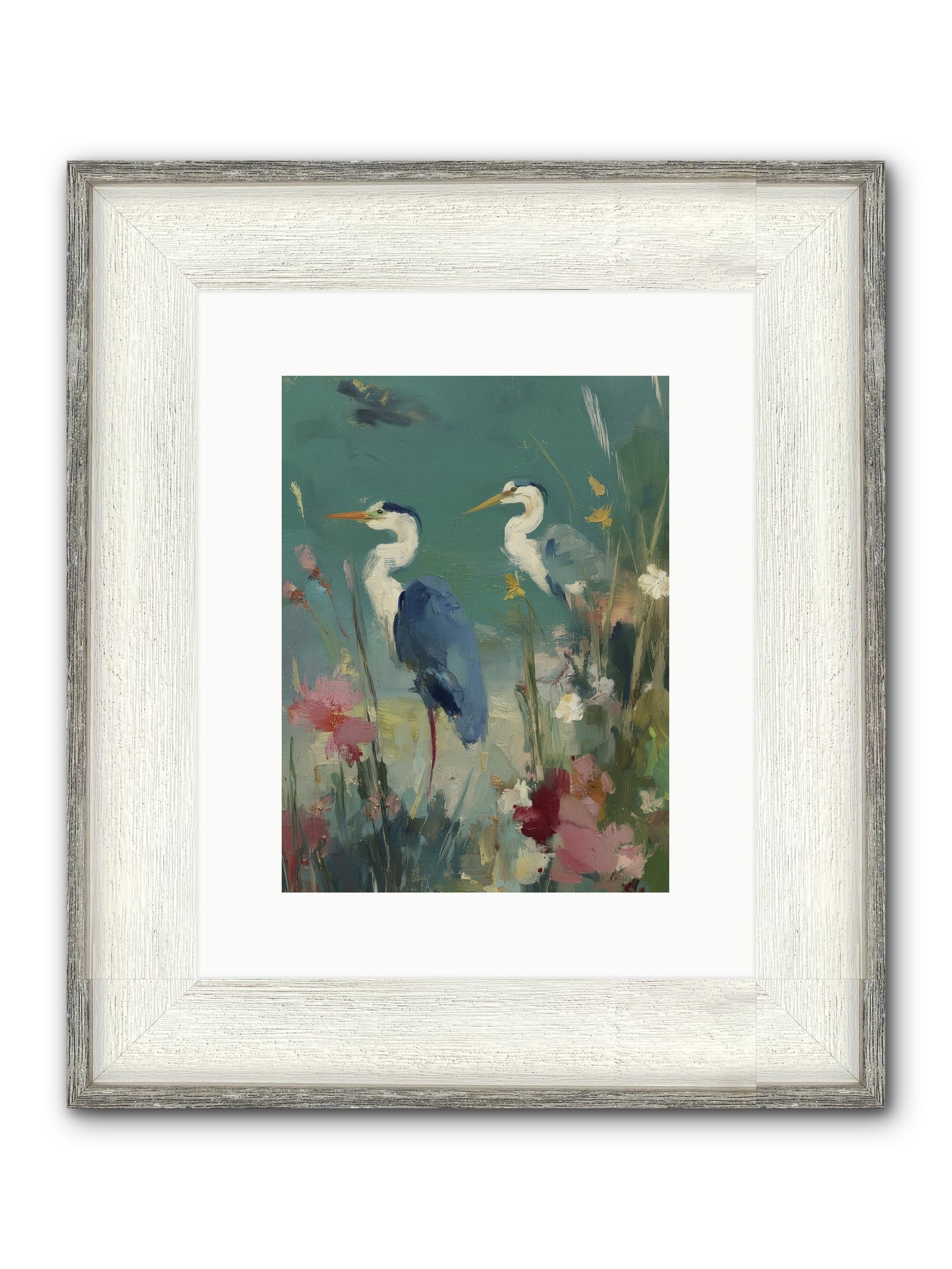 Wave-Whispered Blooms Framed Print - Driftwood White 9x12