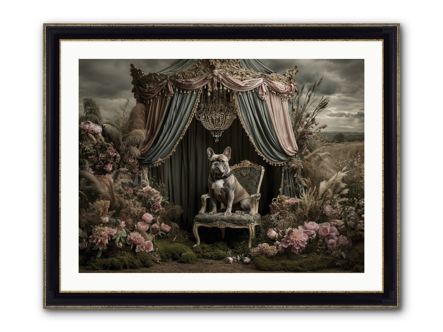 We Fell Into Bloom Framed Print - Black & Gold 32x24