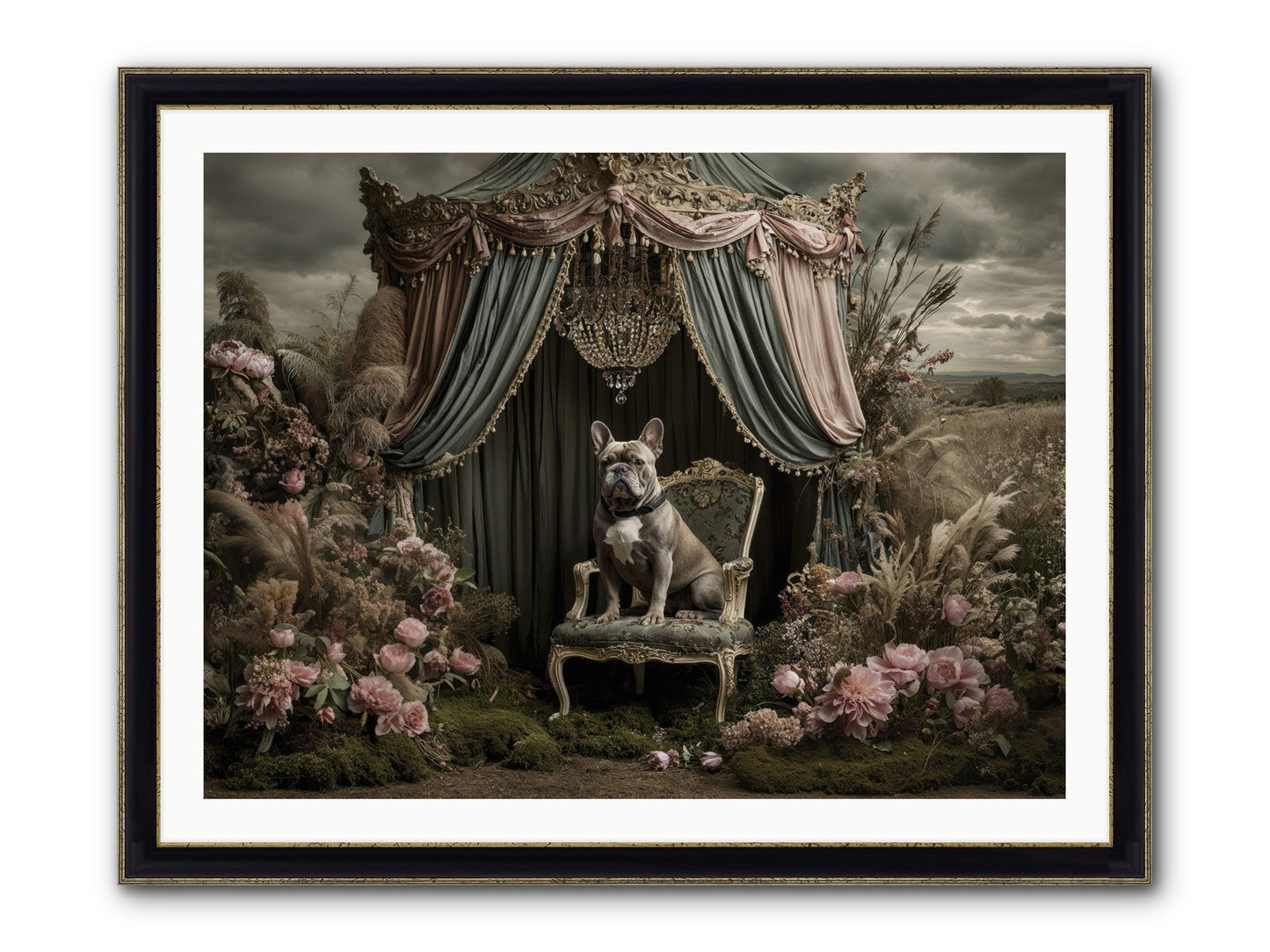 We Fell Into Bloom Framed Print - Black & Gold 40x30