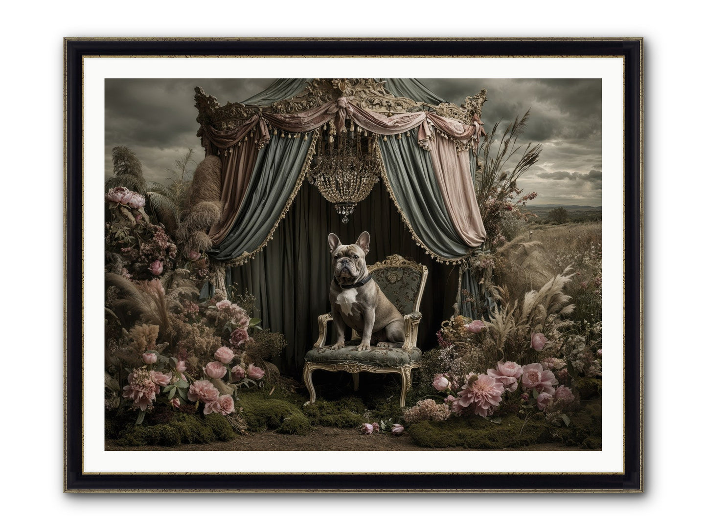 We Fell Into Bloom Framed Print - Black & Gold 48x36