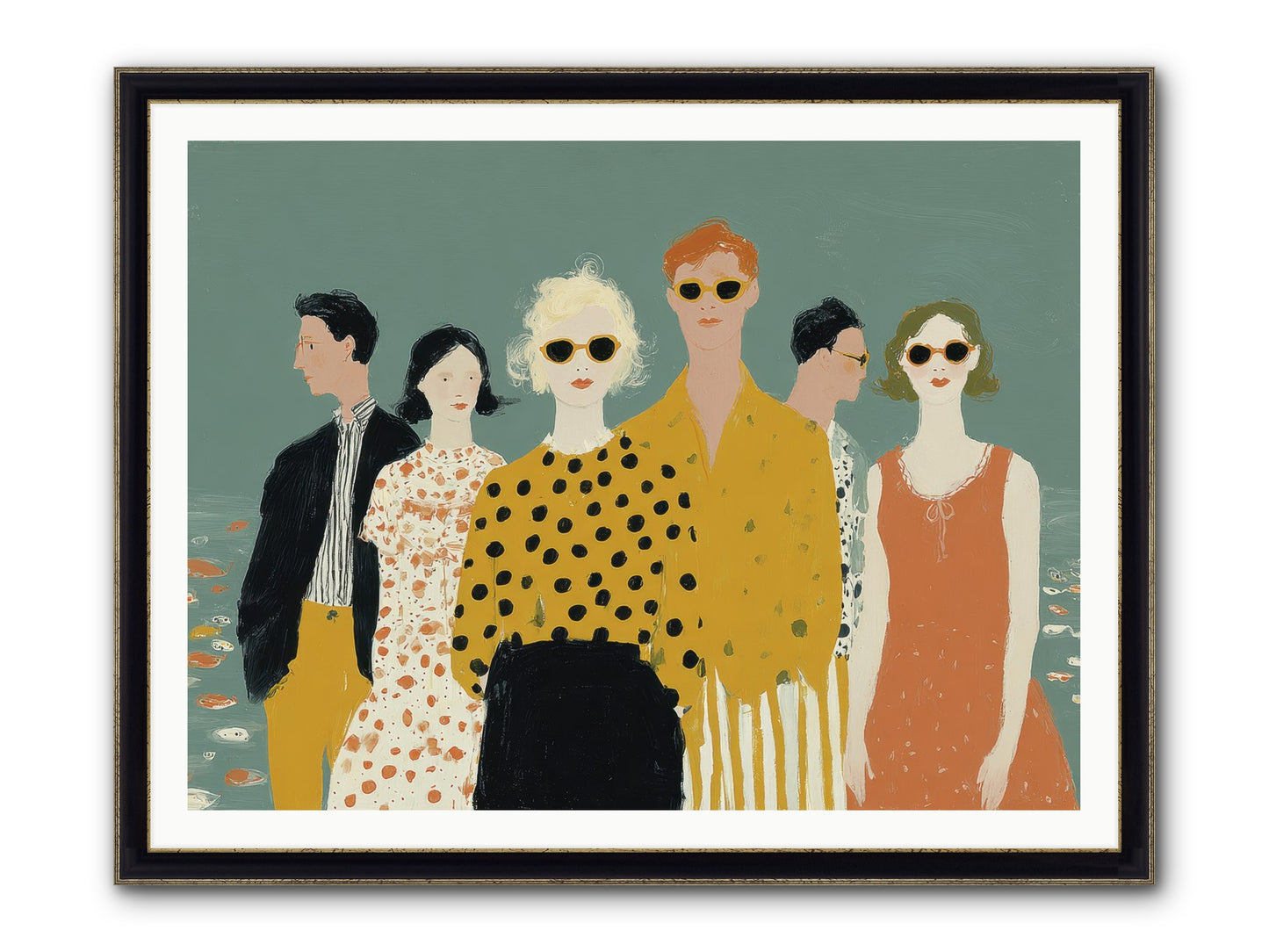 We Forgot To Swim Framed Print - Black & Gold 48x36