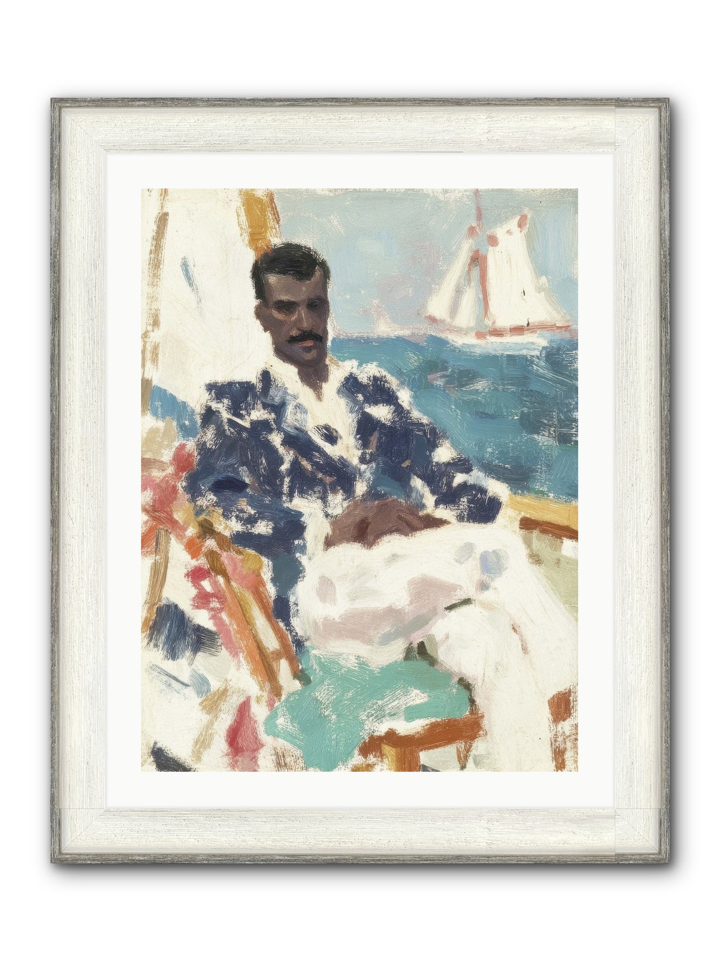 Weekend On Water Framed Print - Driftwood White 24x32