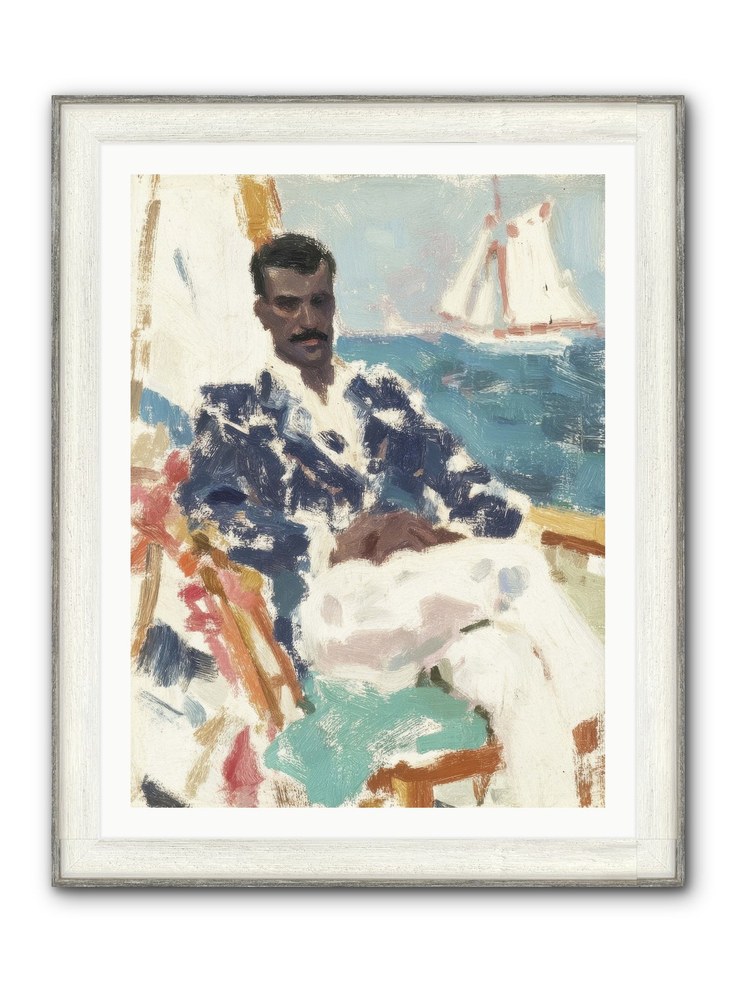 Weekend On Water Framed Print - Driftwood White 30x40