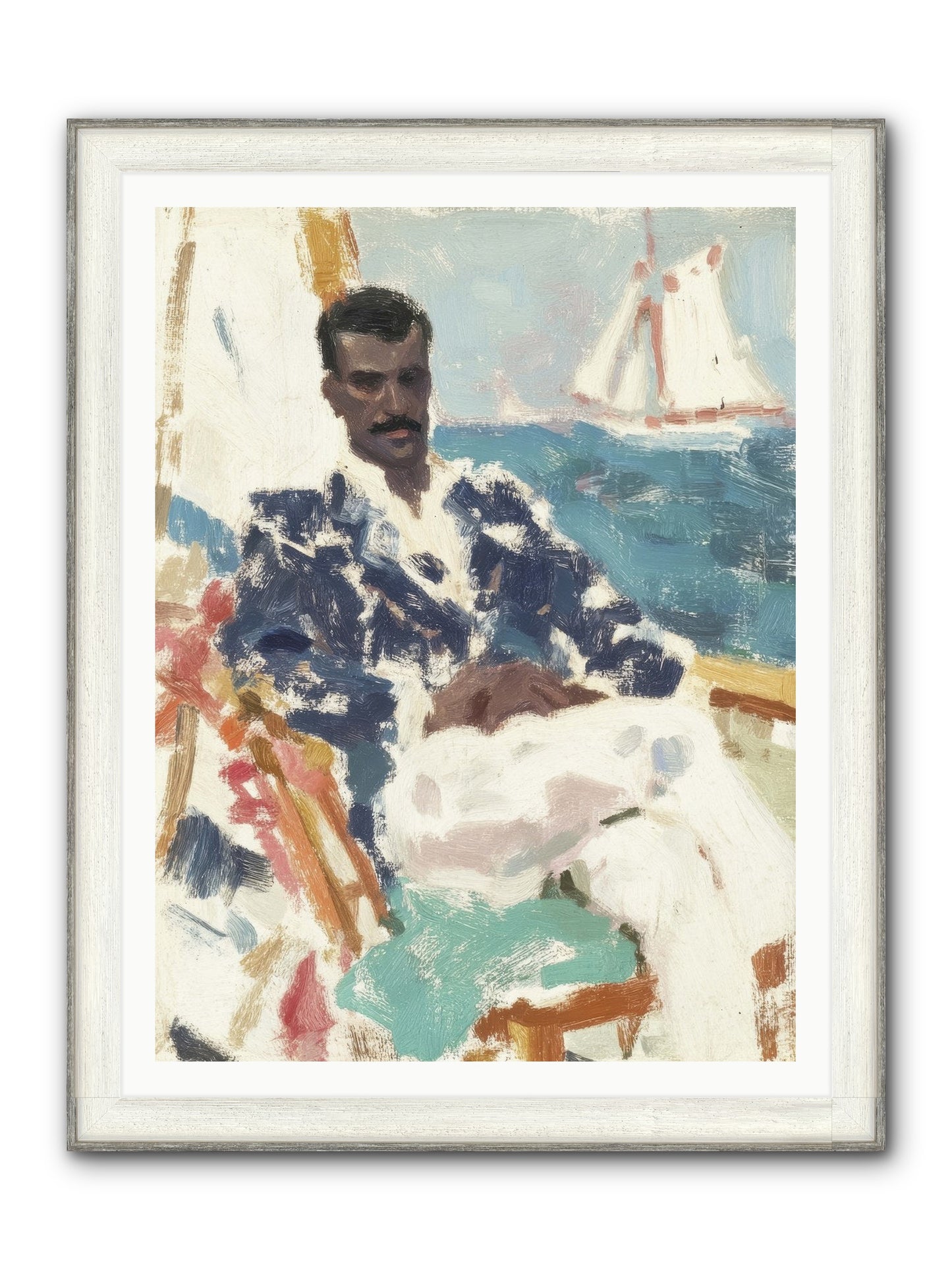 Weekend On Water Framed Print - Driftwood White 36x48